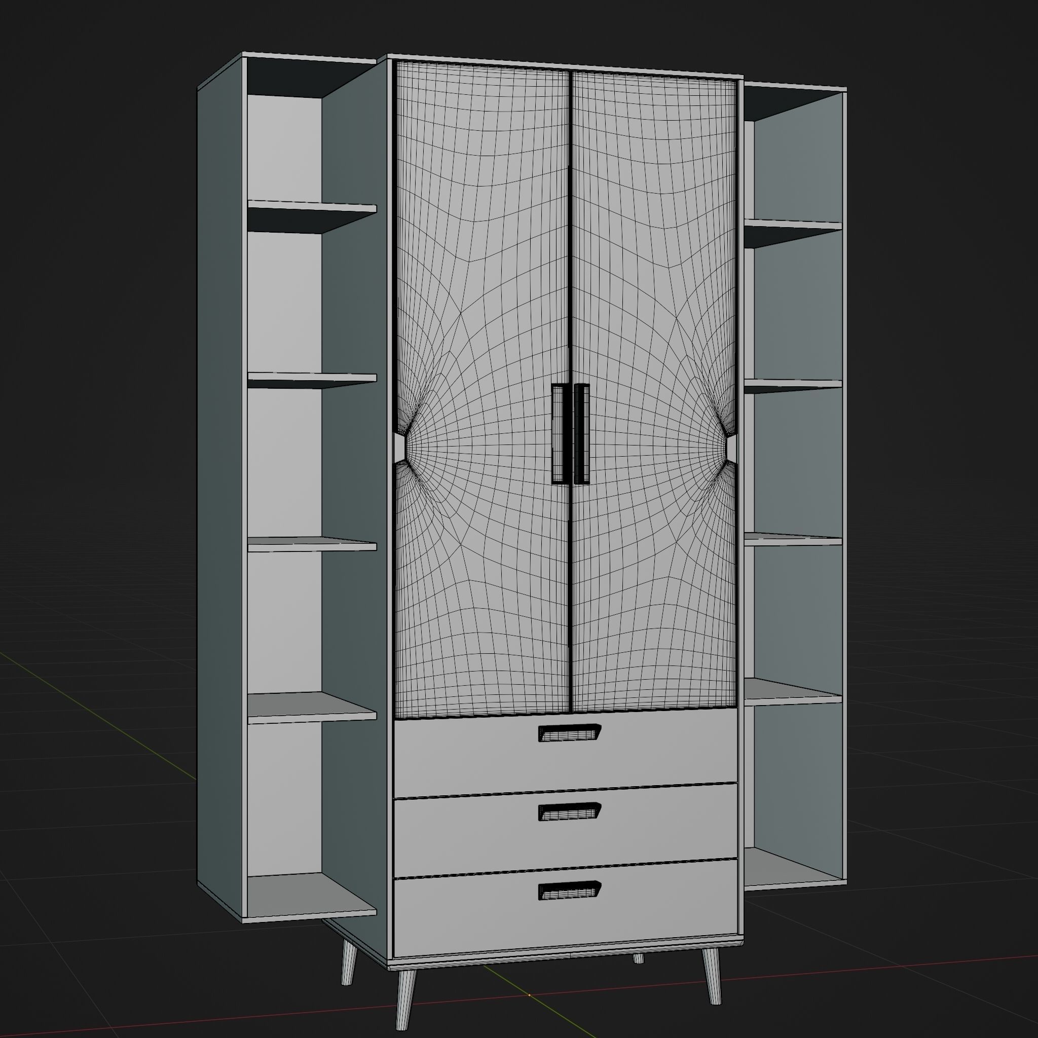 Wardrobe Retro Low-poly 3D model_2