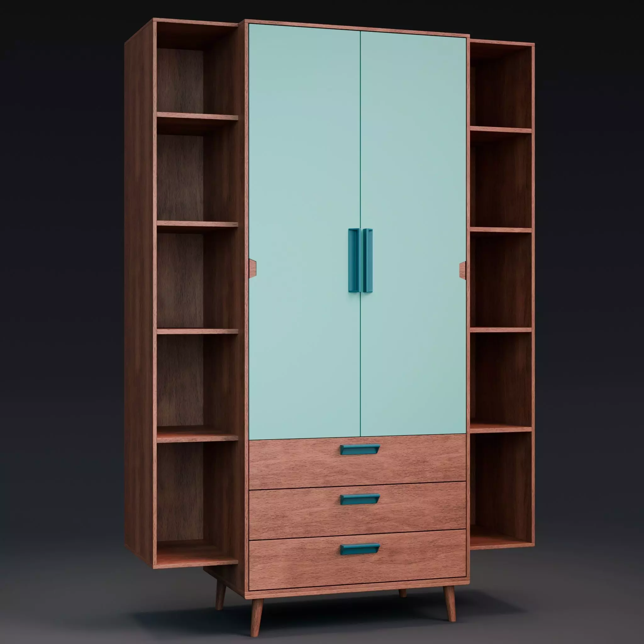 Wardrobe Retro Low-poly 3D model_0