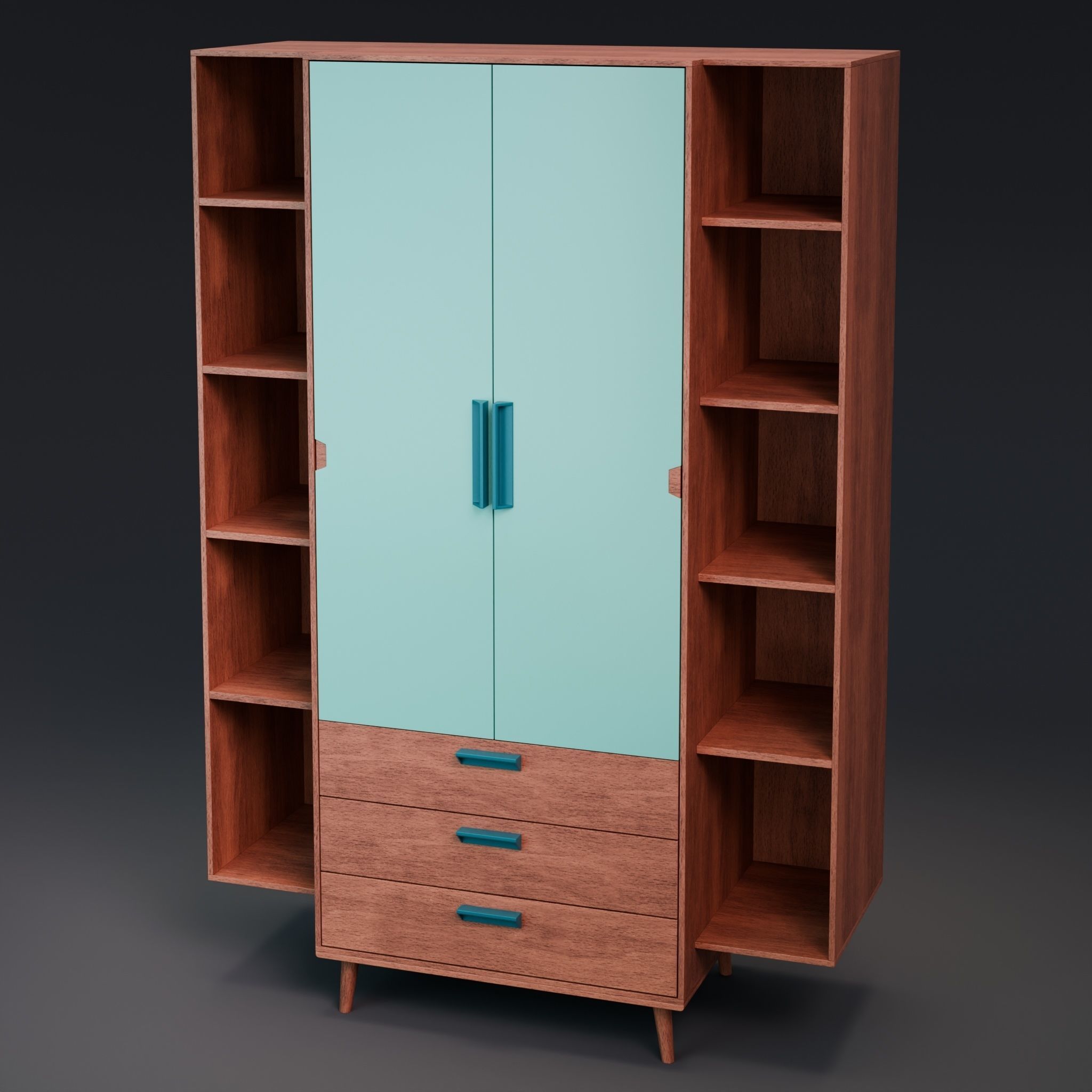Wardrobe Retro Low-poly 3D model_1