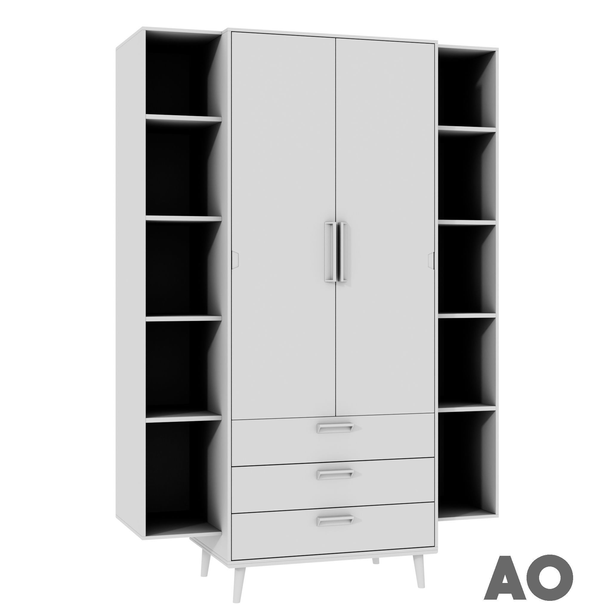 Wardrobe Retro Low-poly 3D model_3