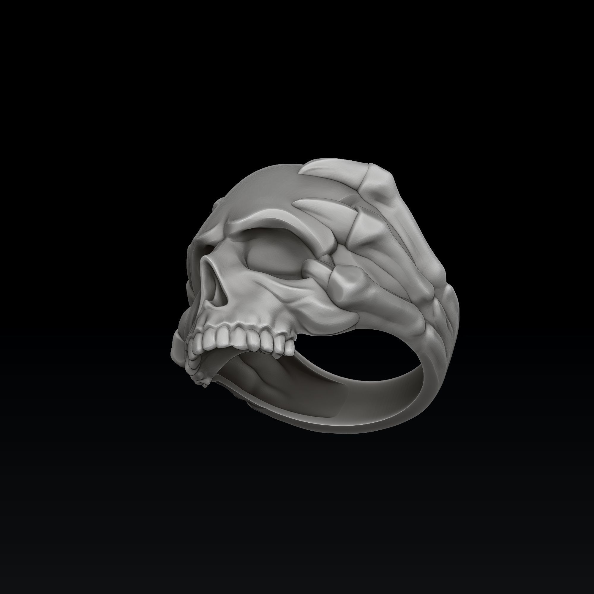 Skull Clutches Ring 3D print model_2