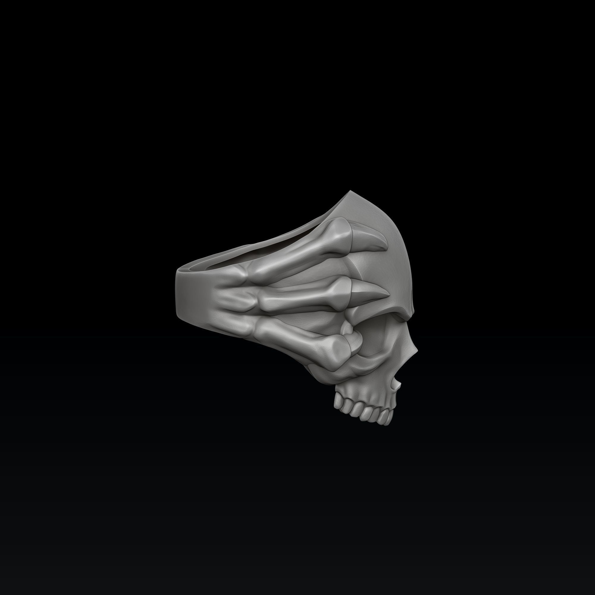 Skull Clutches Ring 3D print model_4