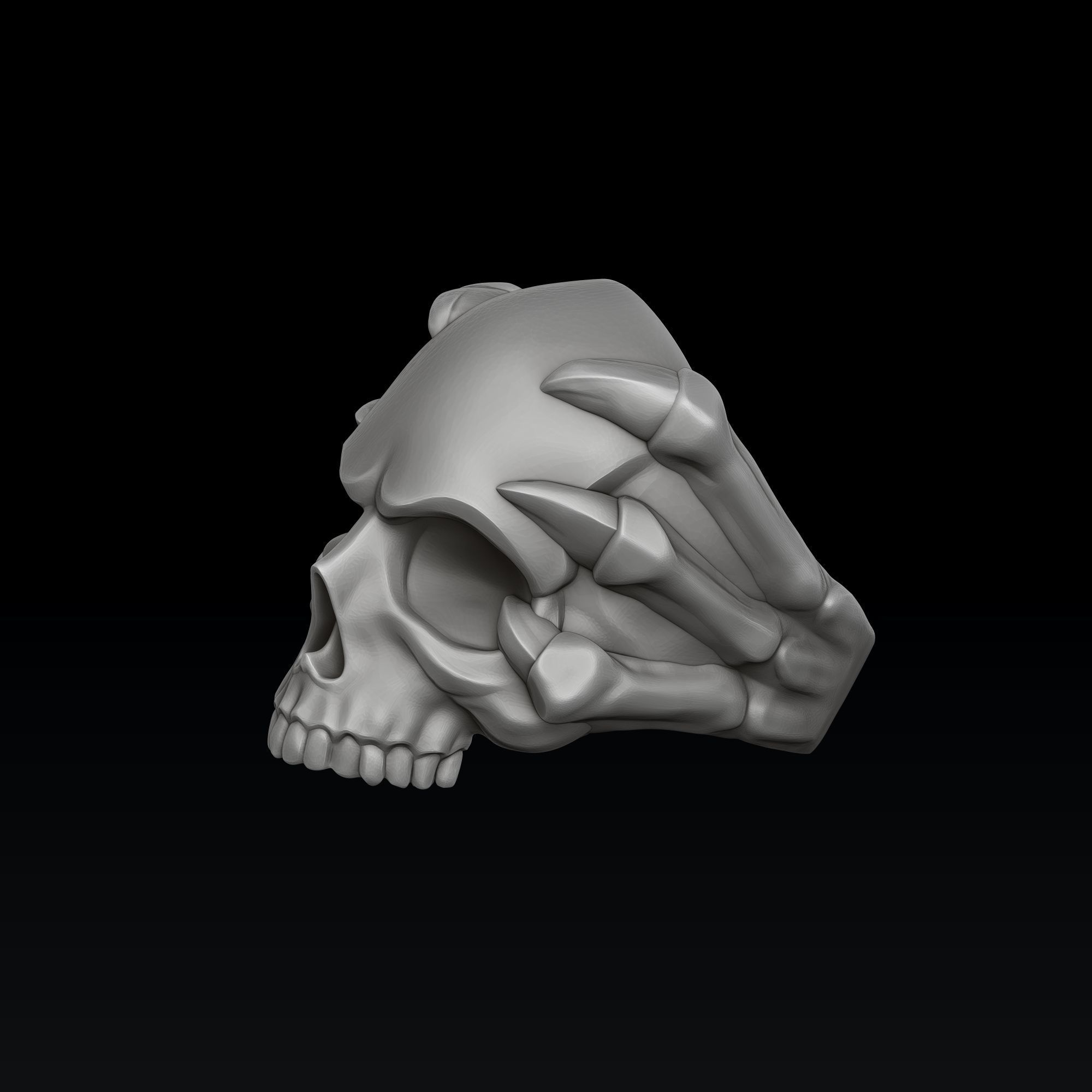 Skull Clutches Ring 3D print model_7