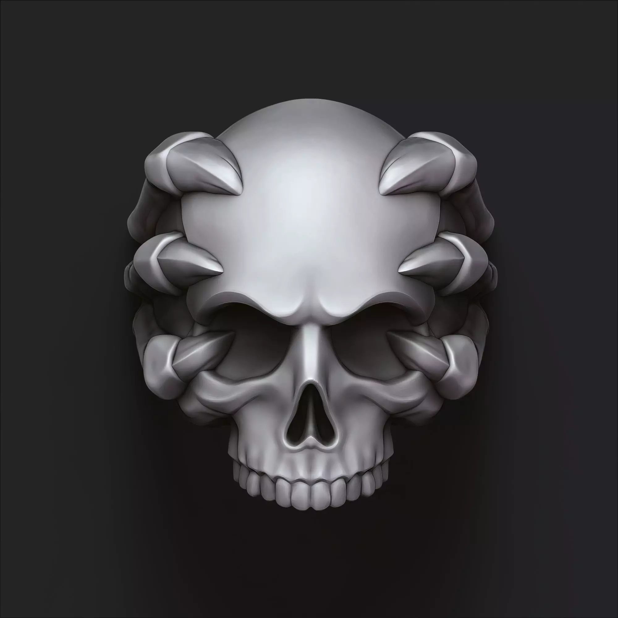 Skull Clutches Ring 3D print model_0