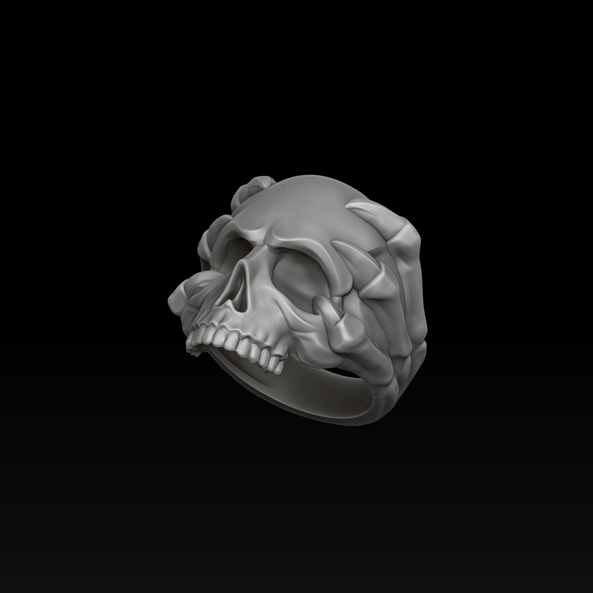Skull Clutches Ring 3D print model_6