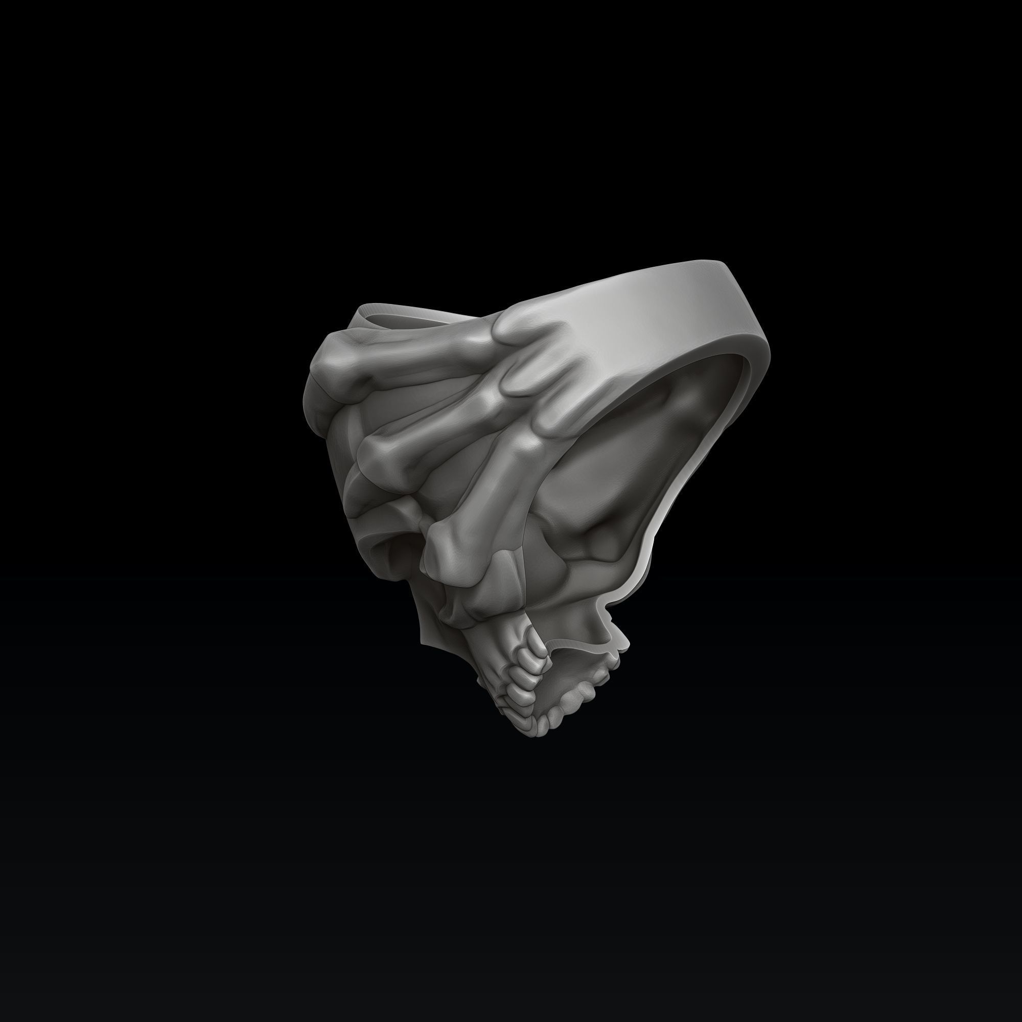 Skull Clutches Ring 3D print model_3