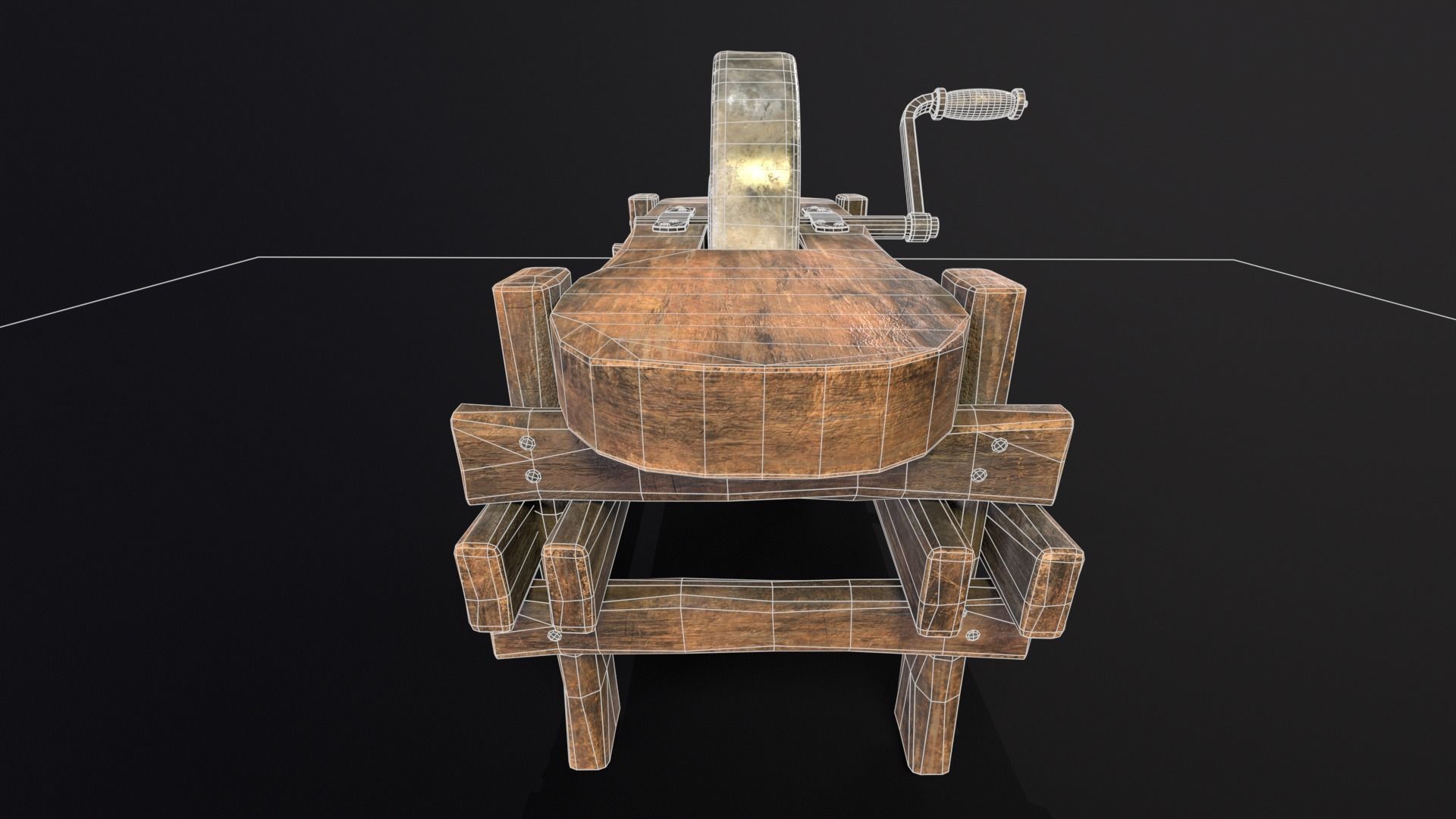 Medieval Grindstone Low-poly 3D model_7