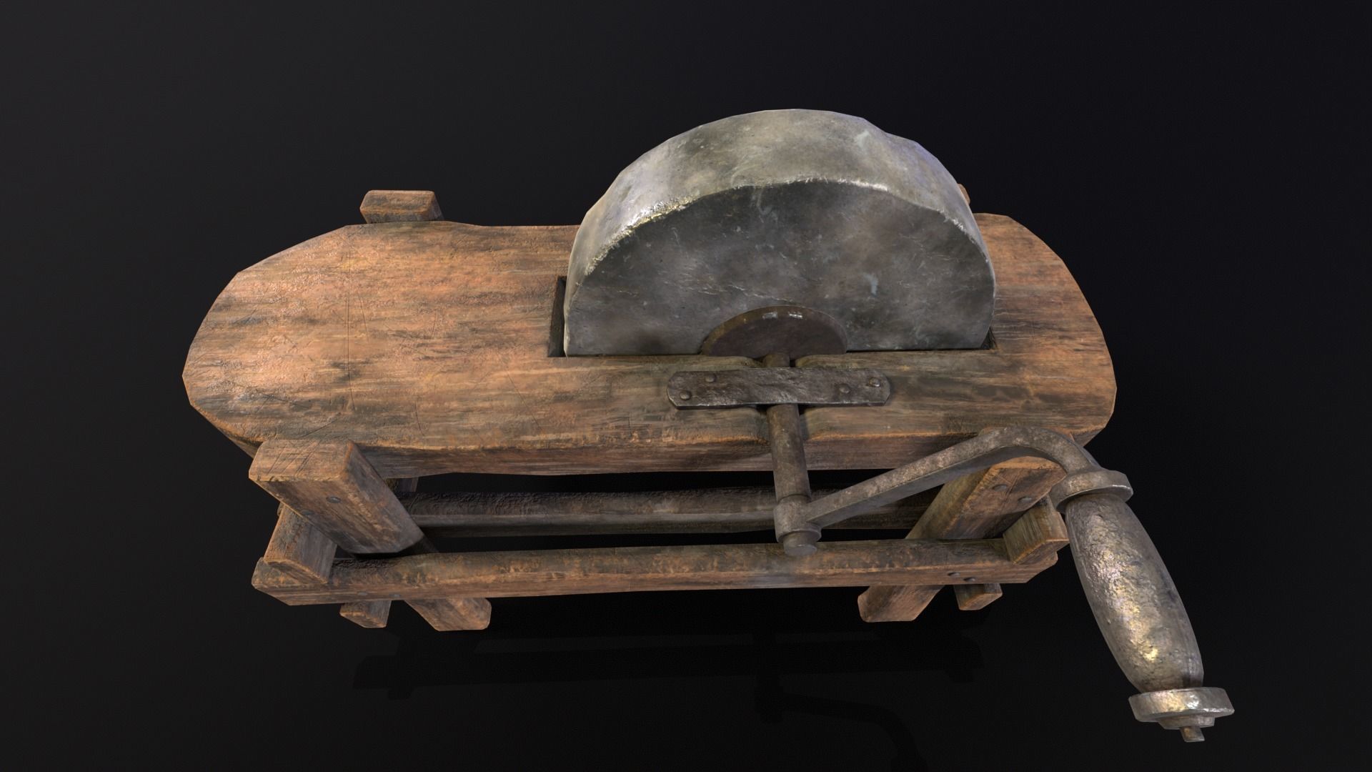 Medieval Grindstone Low-poly 3D model_16