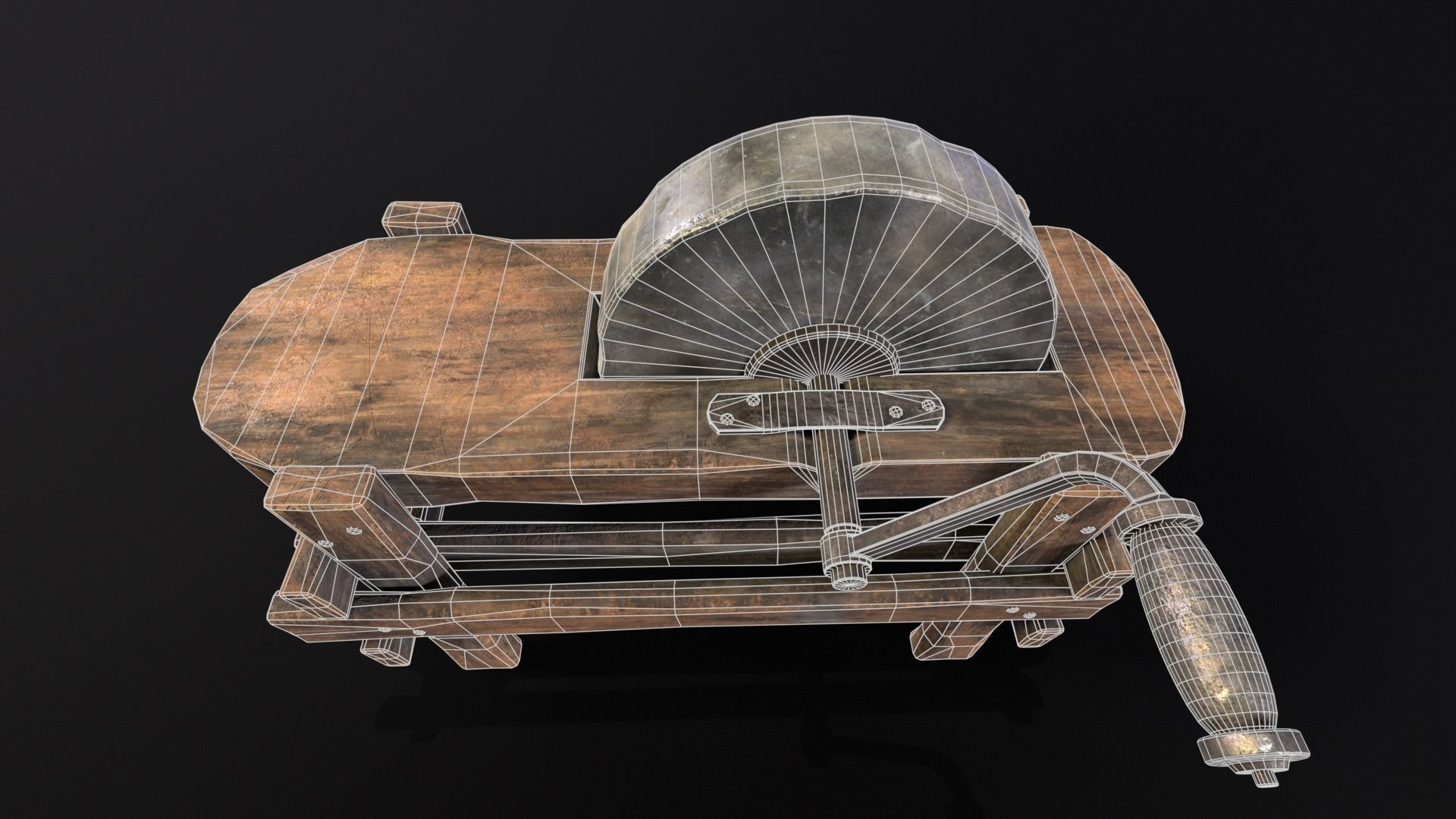 Medieval Grindstone Low-poly 3D model_17