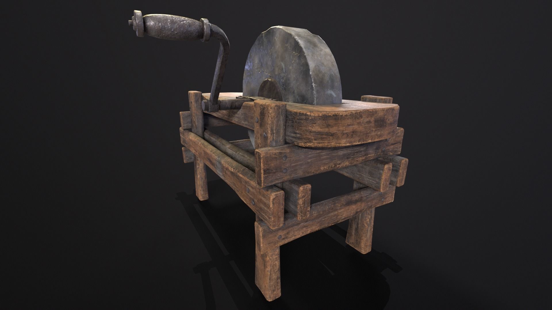 Medieval Grindstone Low-poly 3D model_20