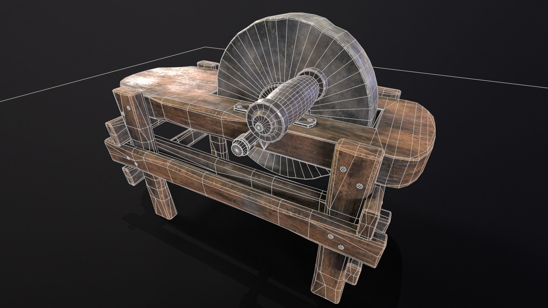 Medieval Grindstone Low-poly 3D model_19