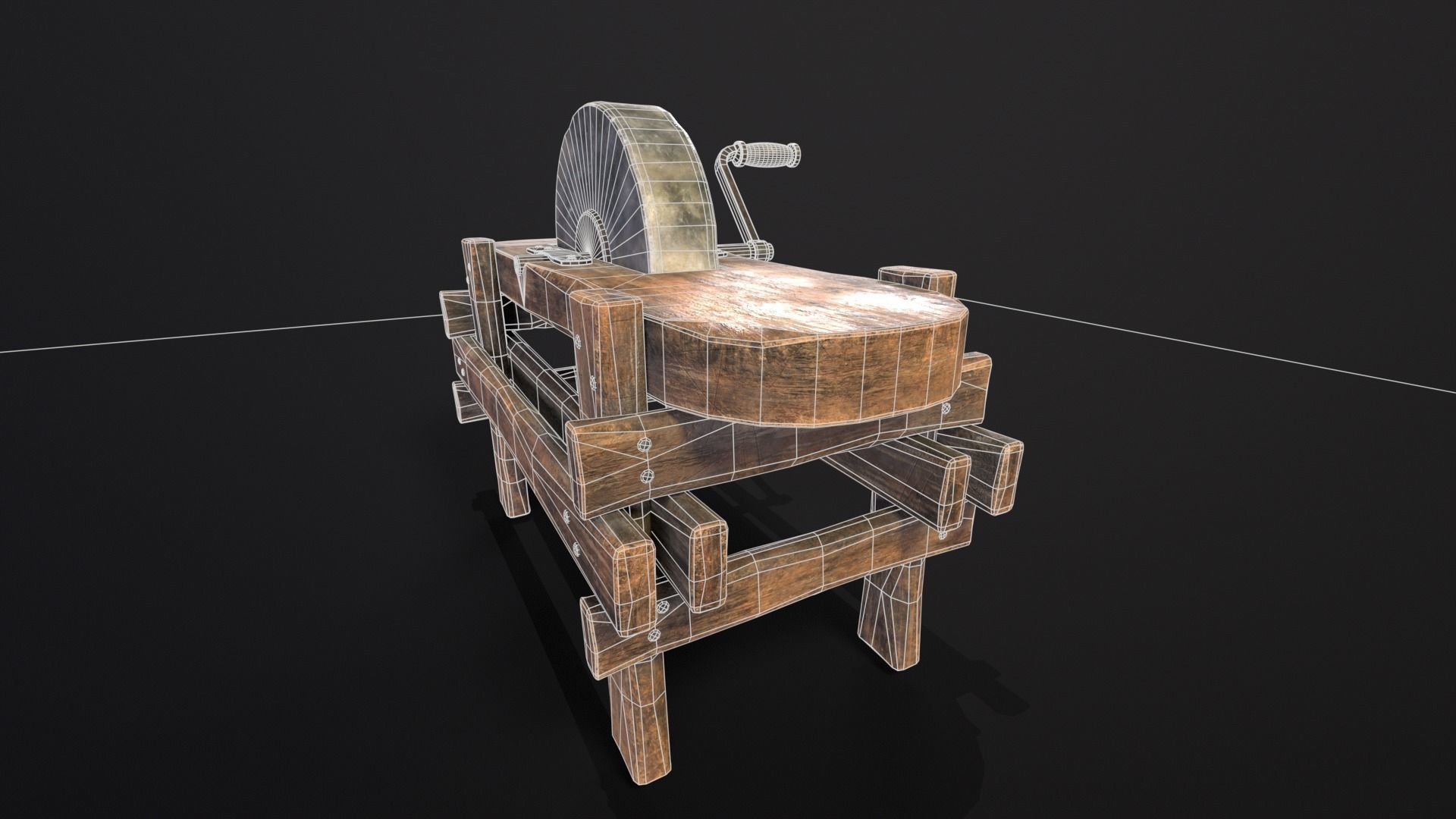 Medieval Grindstone Low-poly 3D model_5