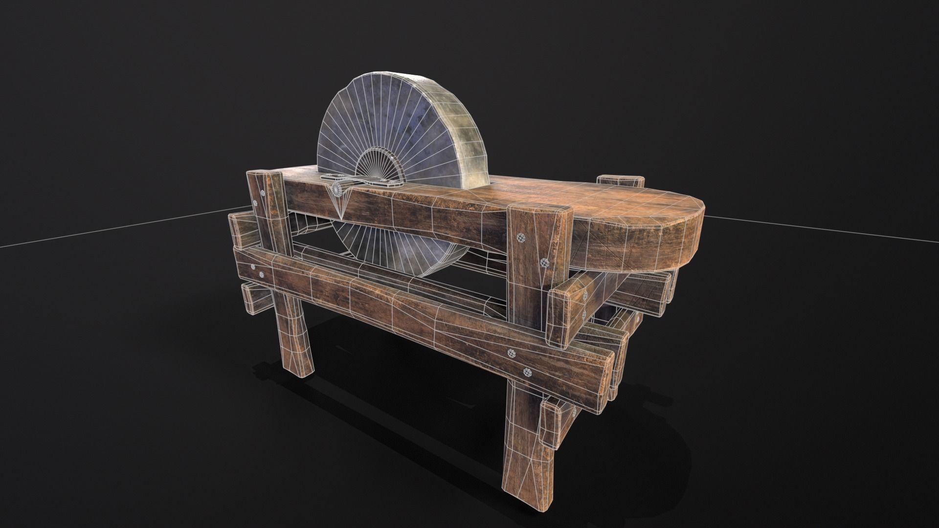 Medieval Grindstone Low-poly 3D model_3