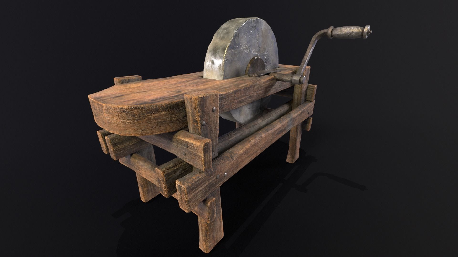 Medieval Grindstone Low-poly 3D model_10