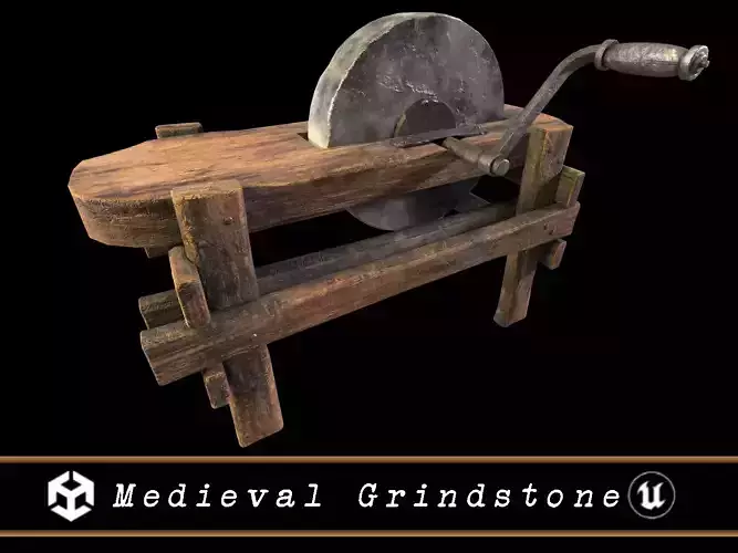 Medieval Grindstone Low-poly 3D model