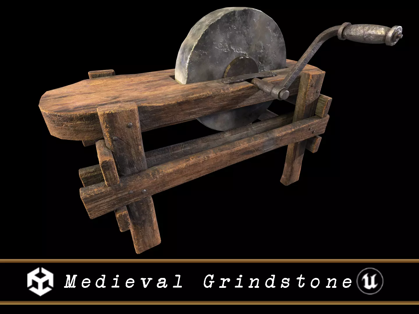 Medieval Grindstone Low-poly 3D model_0