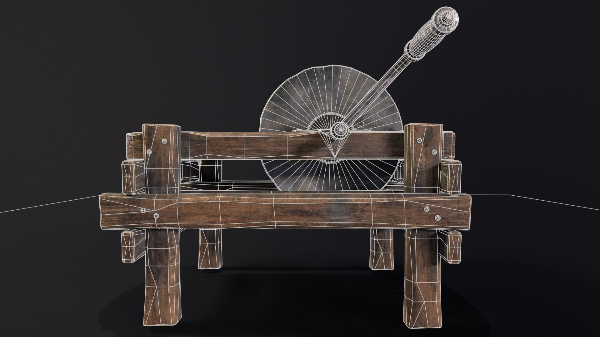 Medieval Grindstone Low-poly 3D model_15