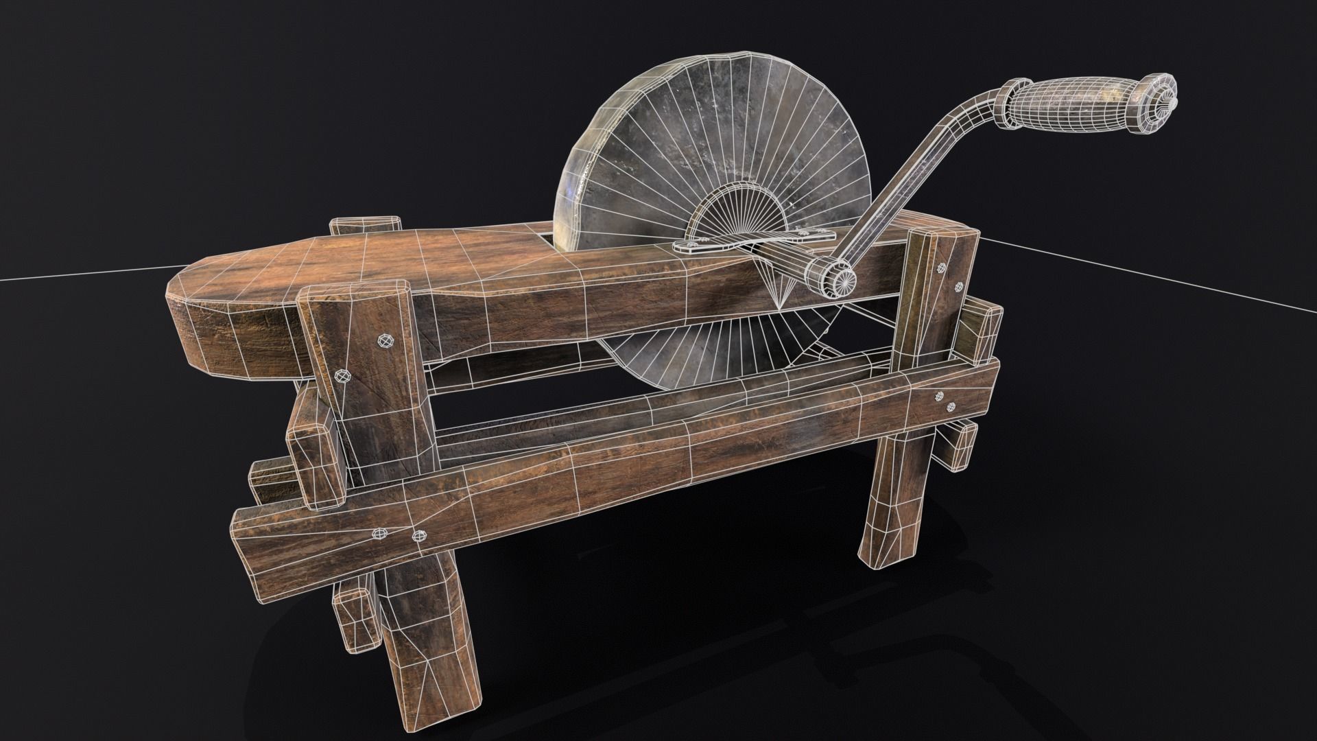 Medieval Grindstone Low-poly 3D model_13