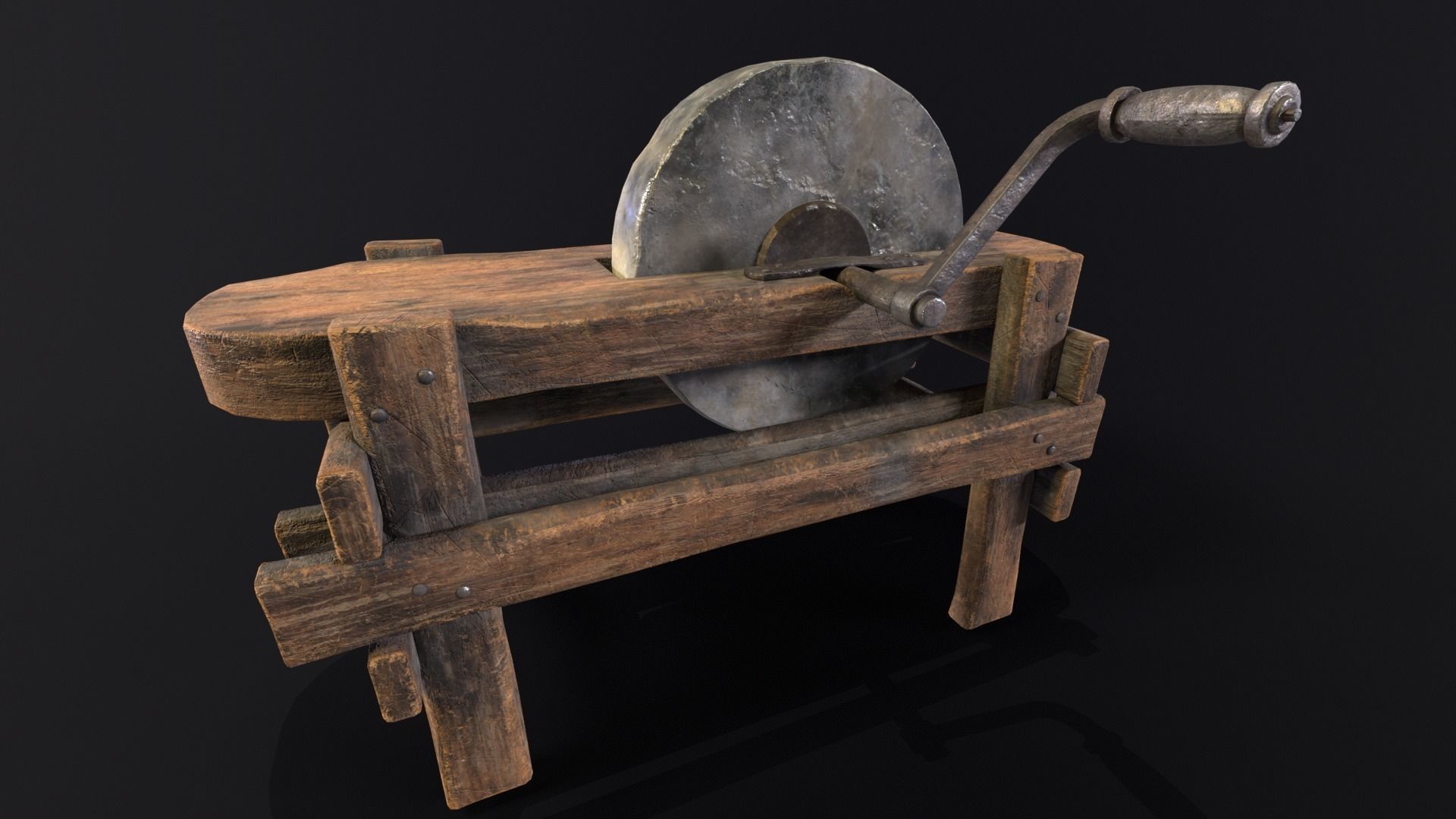 Medieval Grindstone Low-poly 3D model_12
