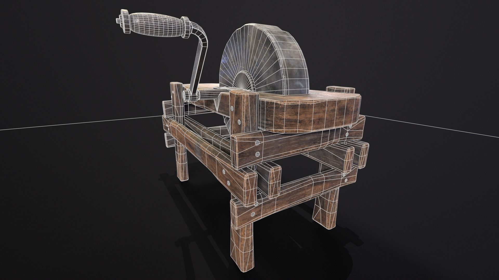Medieval Grindstone Low-poly 3D model_21