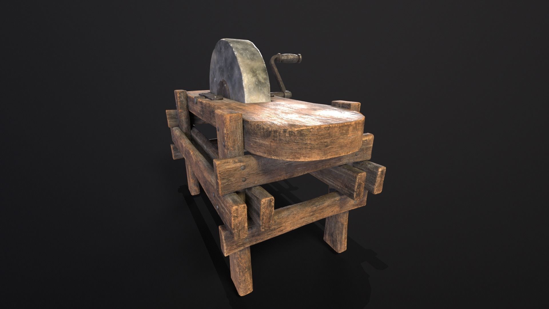 Medieval Grindstone Low-poly 3D model_4