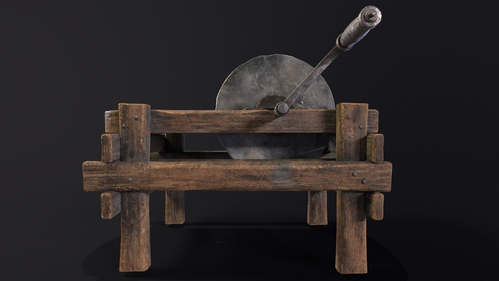 Medieval Grindstone Low-poly 3D model_14