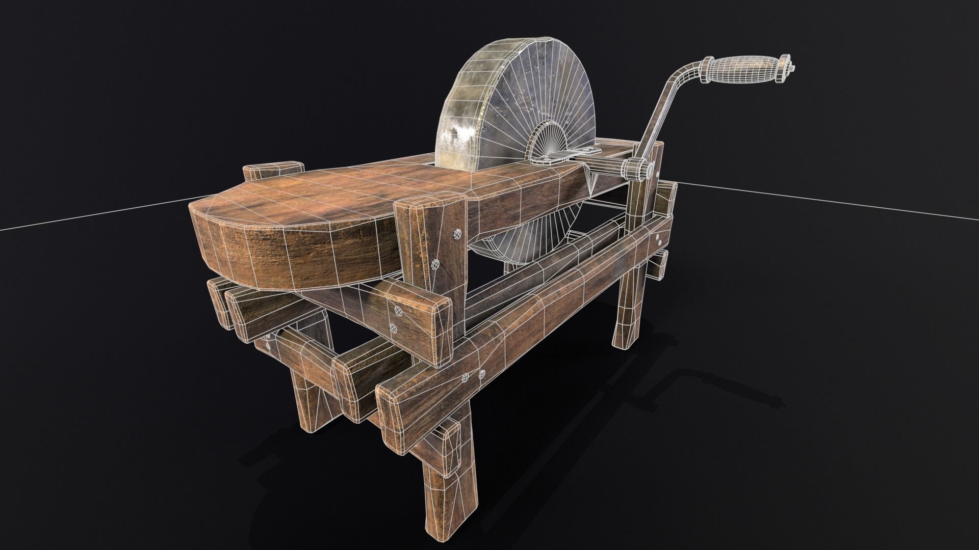 Medieval Grindstone Low-poly 3D model_11