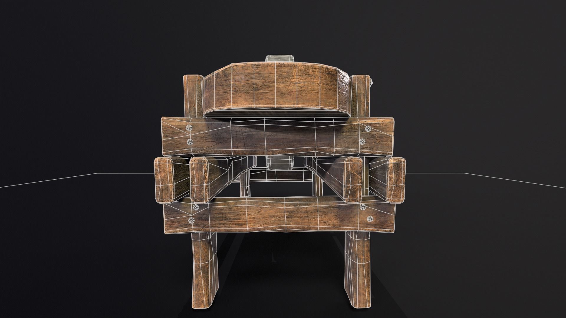 Medieval Grindstone Low-poly 3D model_9