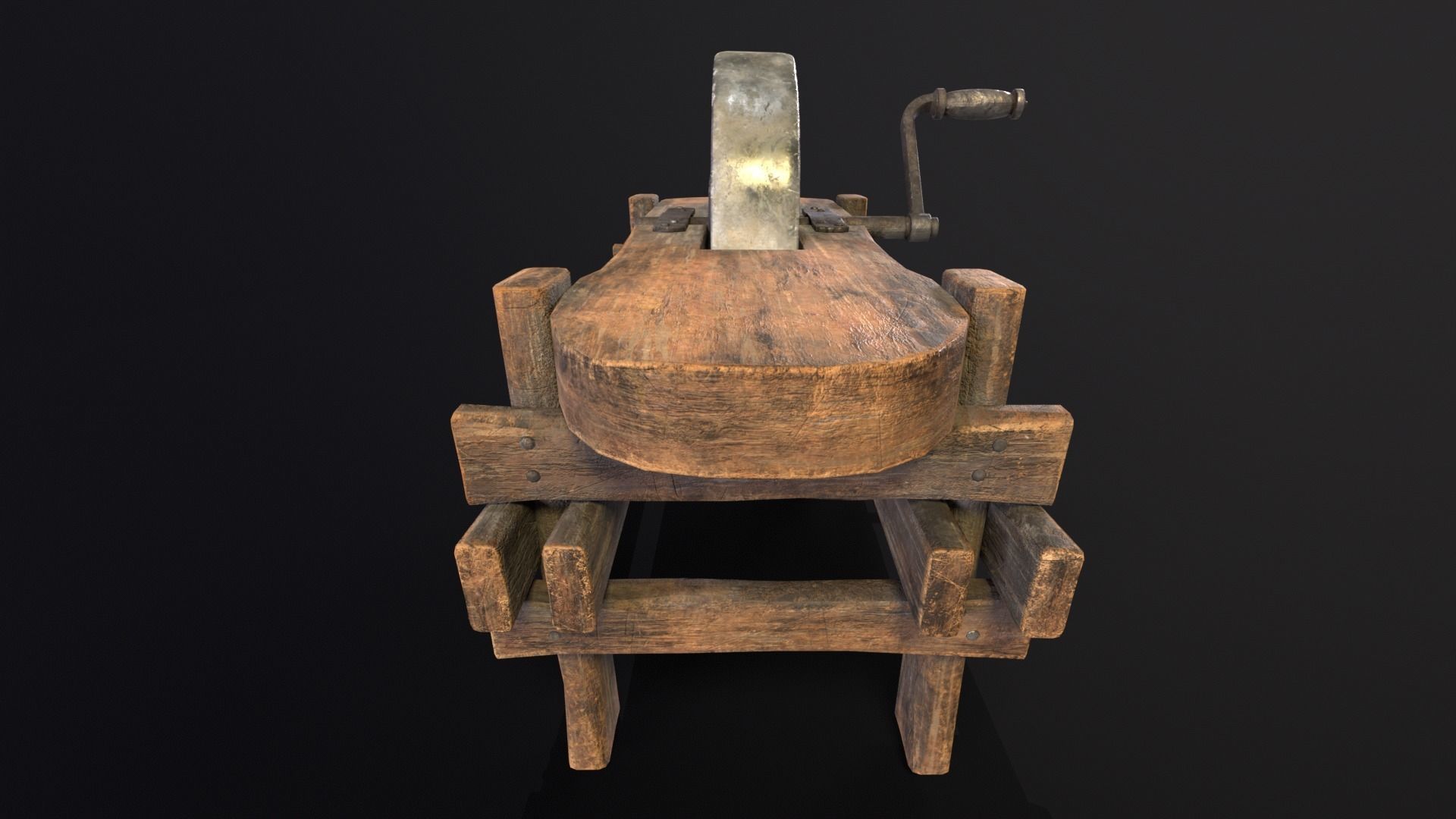 Medieval Grindstone Low-poly 3D model_6
