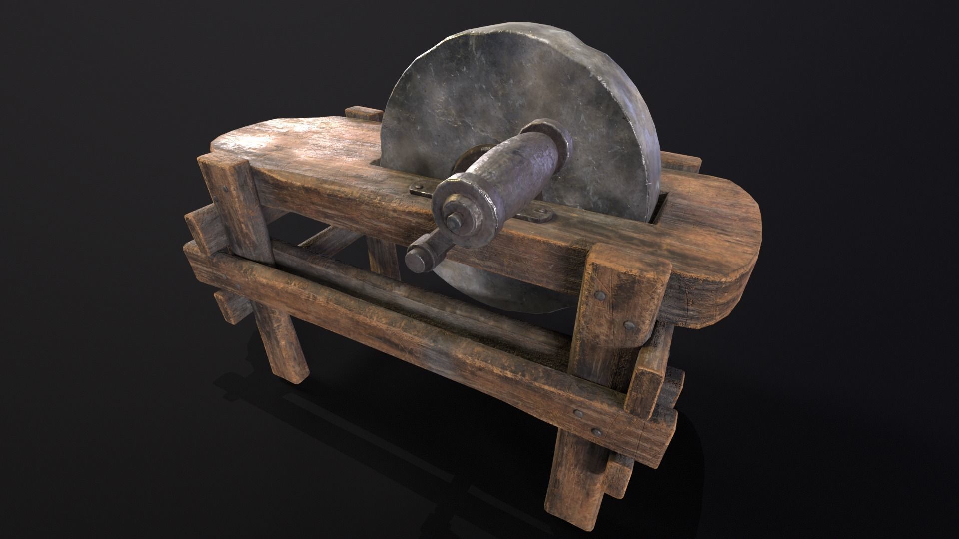 Medieval Grindstone Low-poly 3D model_18