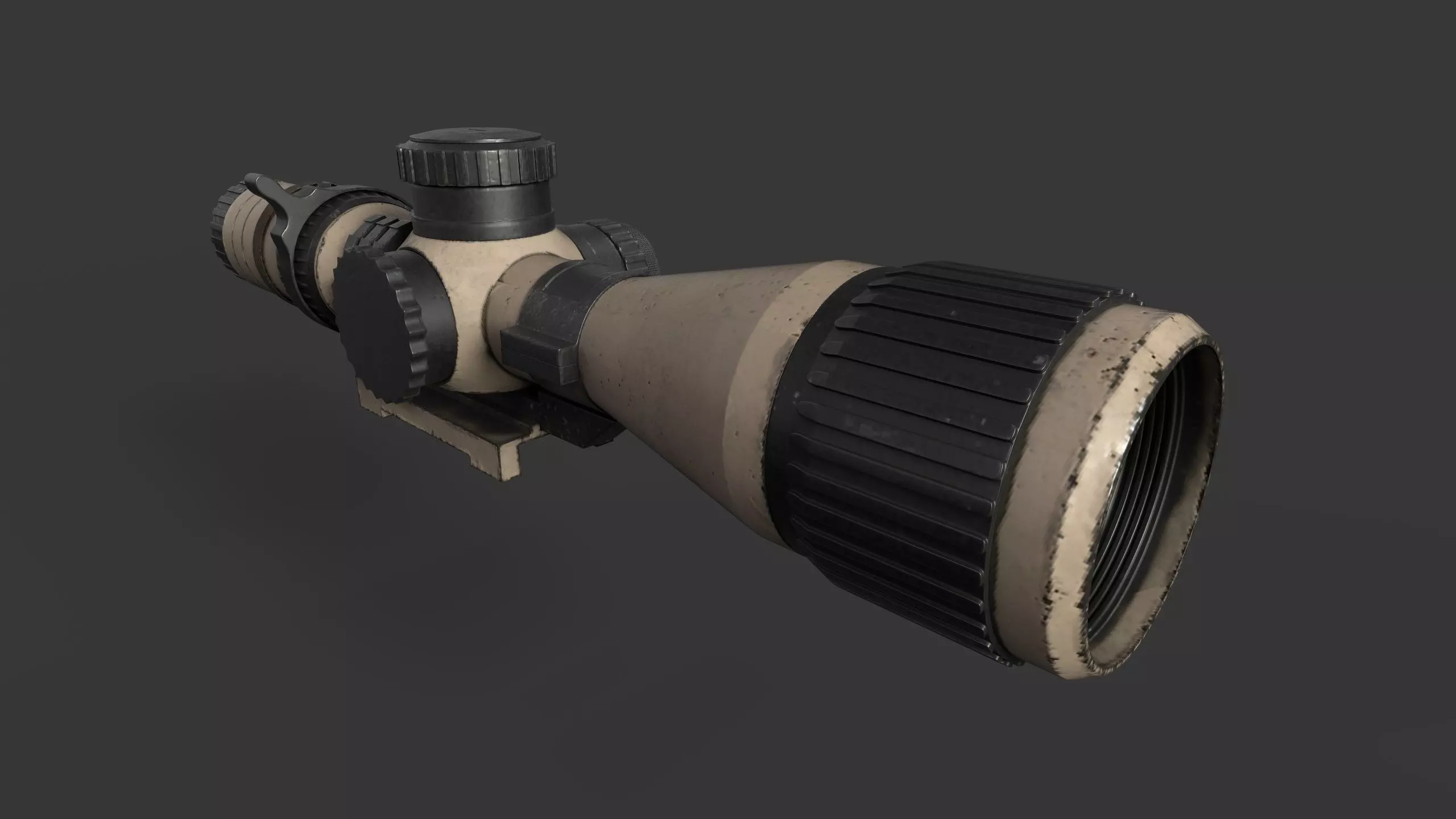 Tactical Scope Low-poly 3D model_0