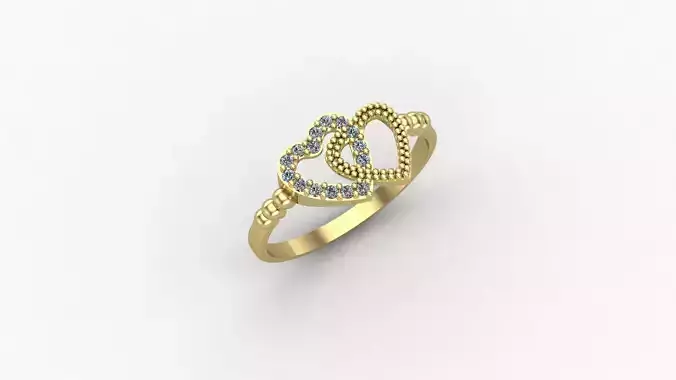 women ring with heart 3d print model 