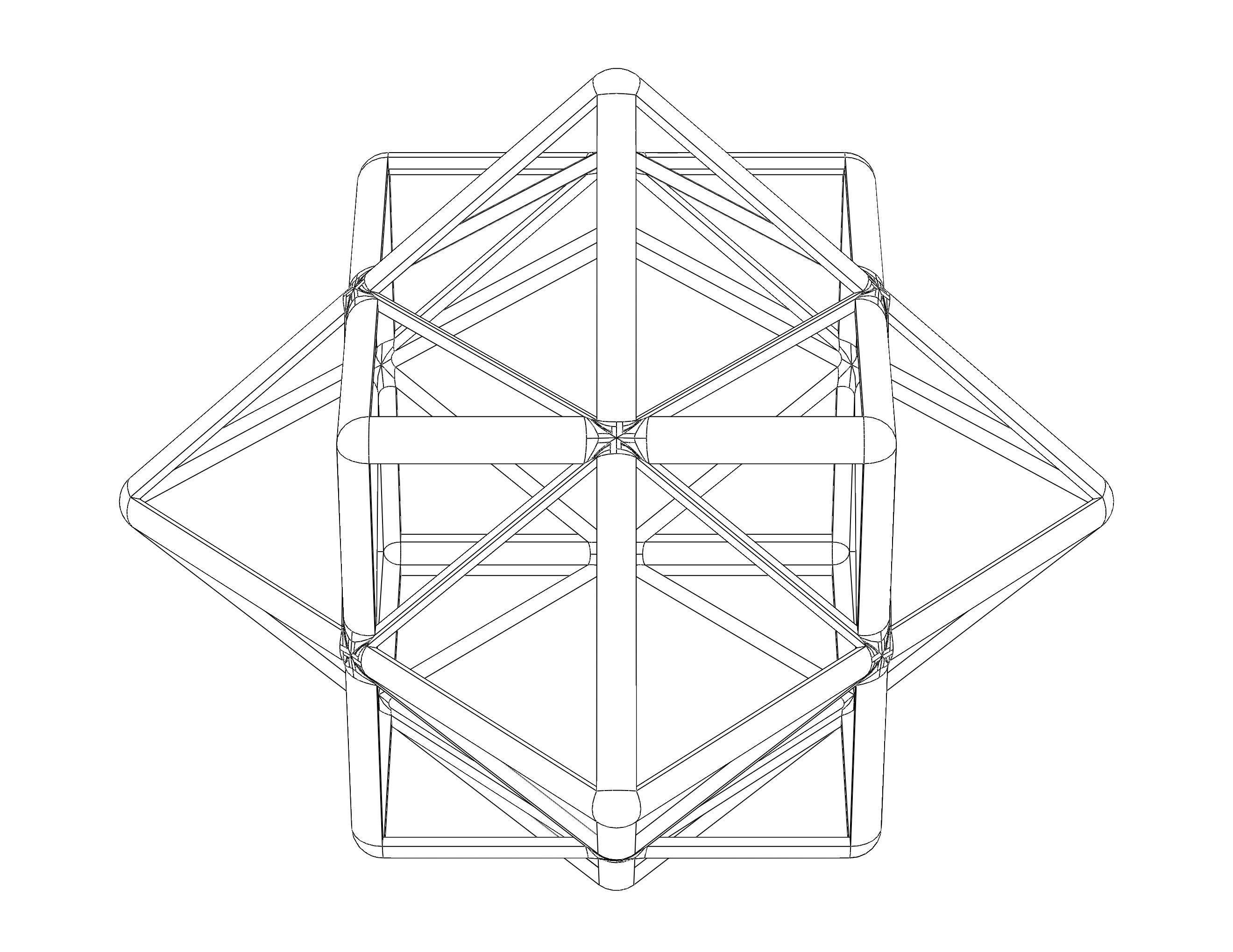 Wireframe Shape First Stellation of Cuboctahedron 3D print model_6