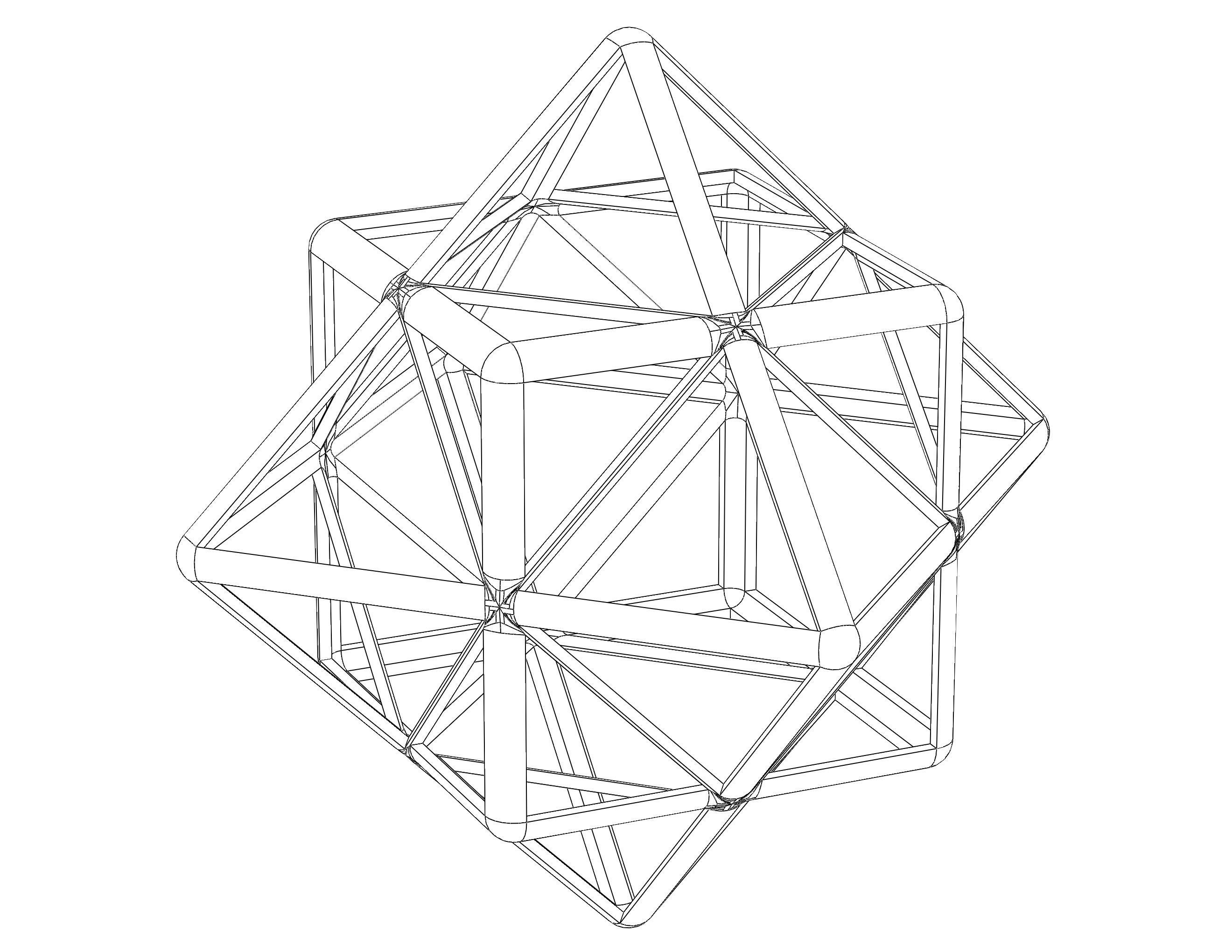 Wireframe Shape First Stellation of Cuboctahedron 3D print model_2