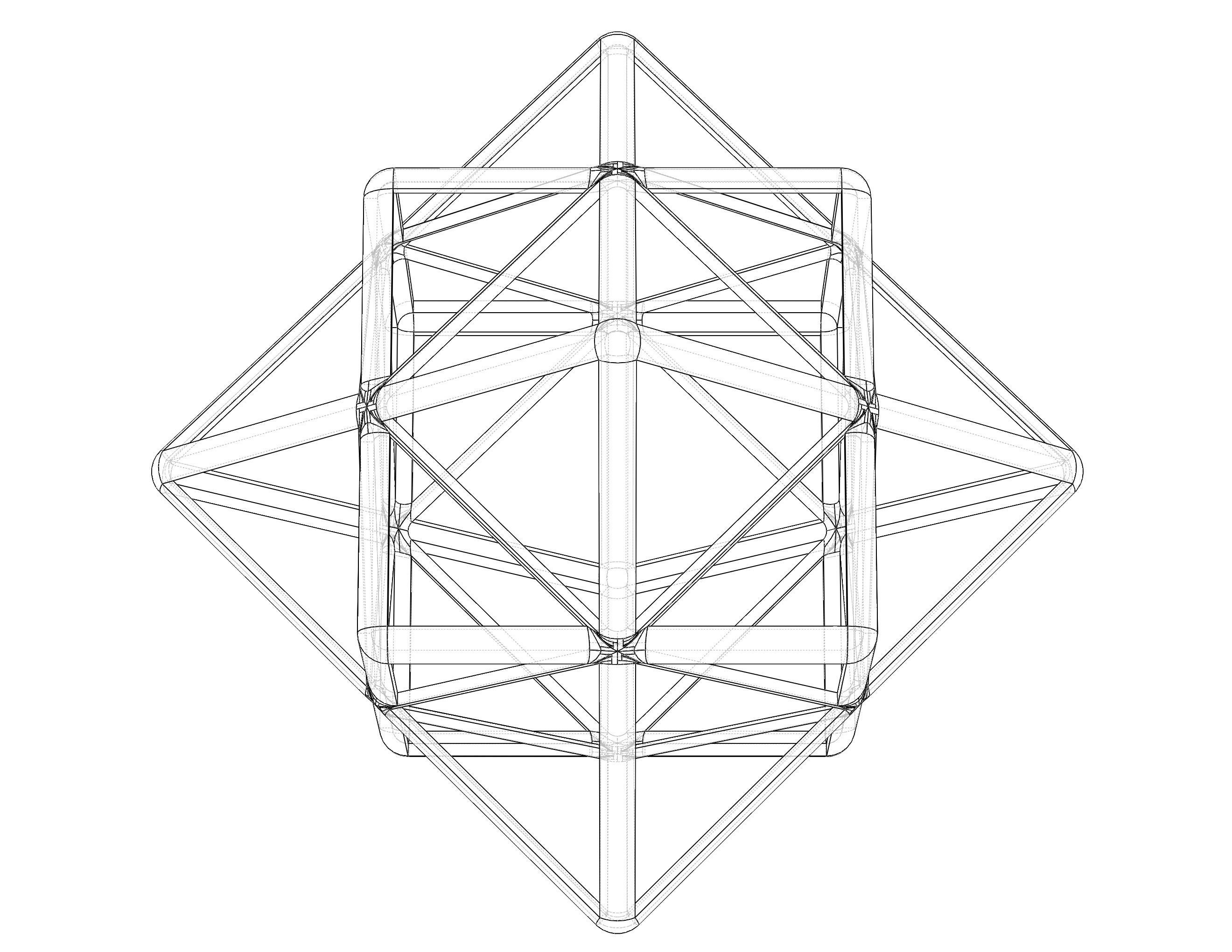 Wireframe Shape First Stellation of Cuboctahedron 3D print model_35