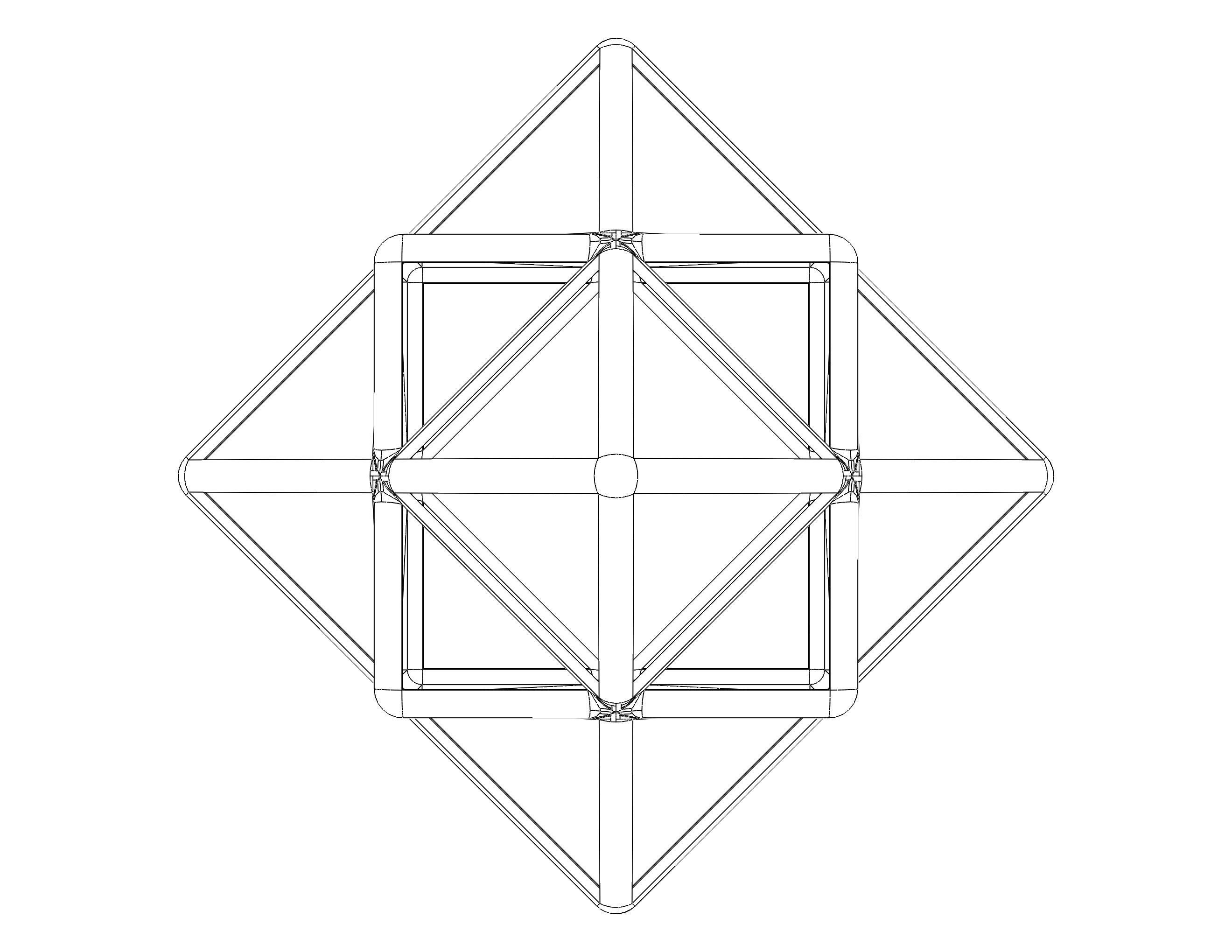 Wireframe Shape First Stellation of Cuboctahedron 3D print model_26