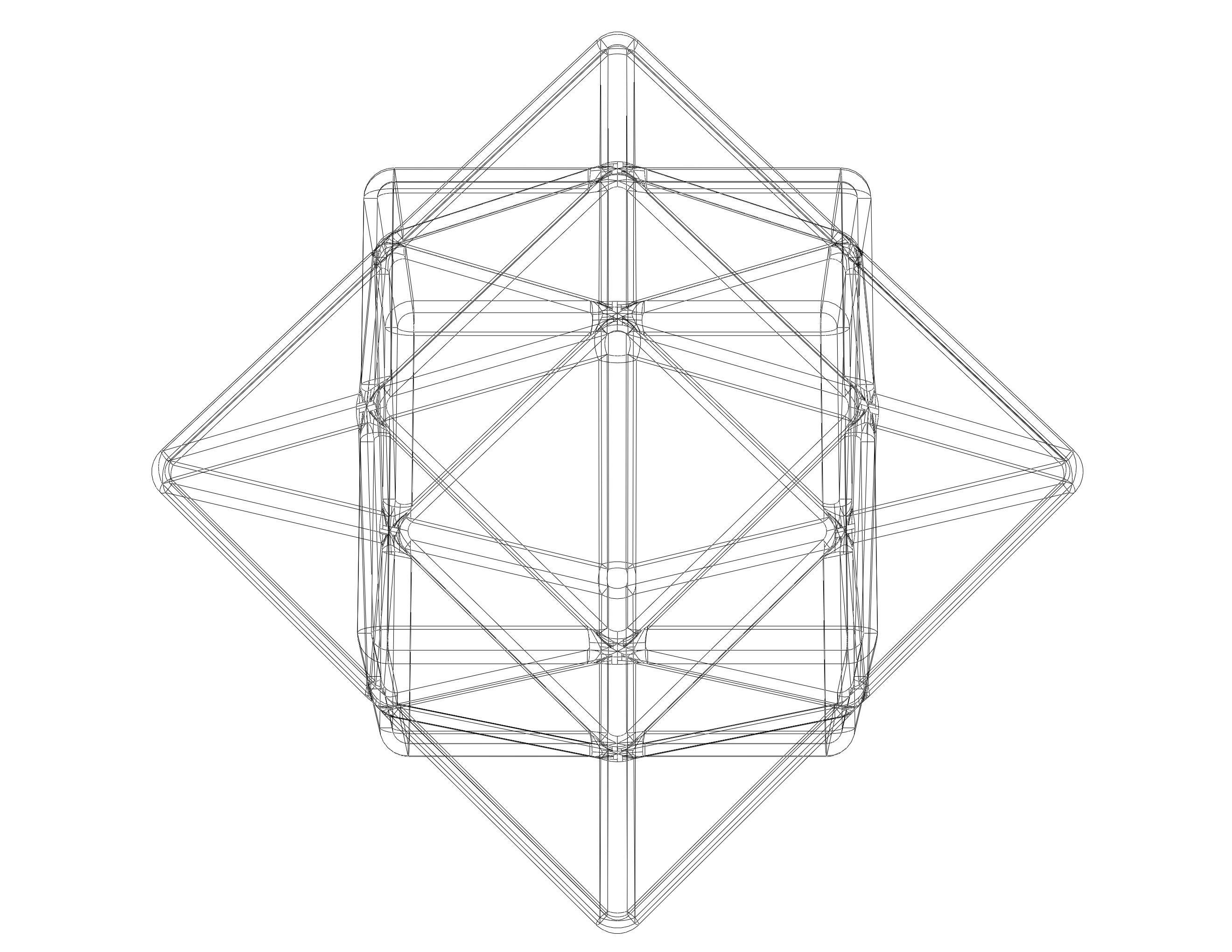 Wireframe Shape First Stellation of Cuboctahedron 3D print model_36