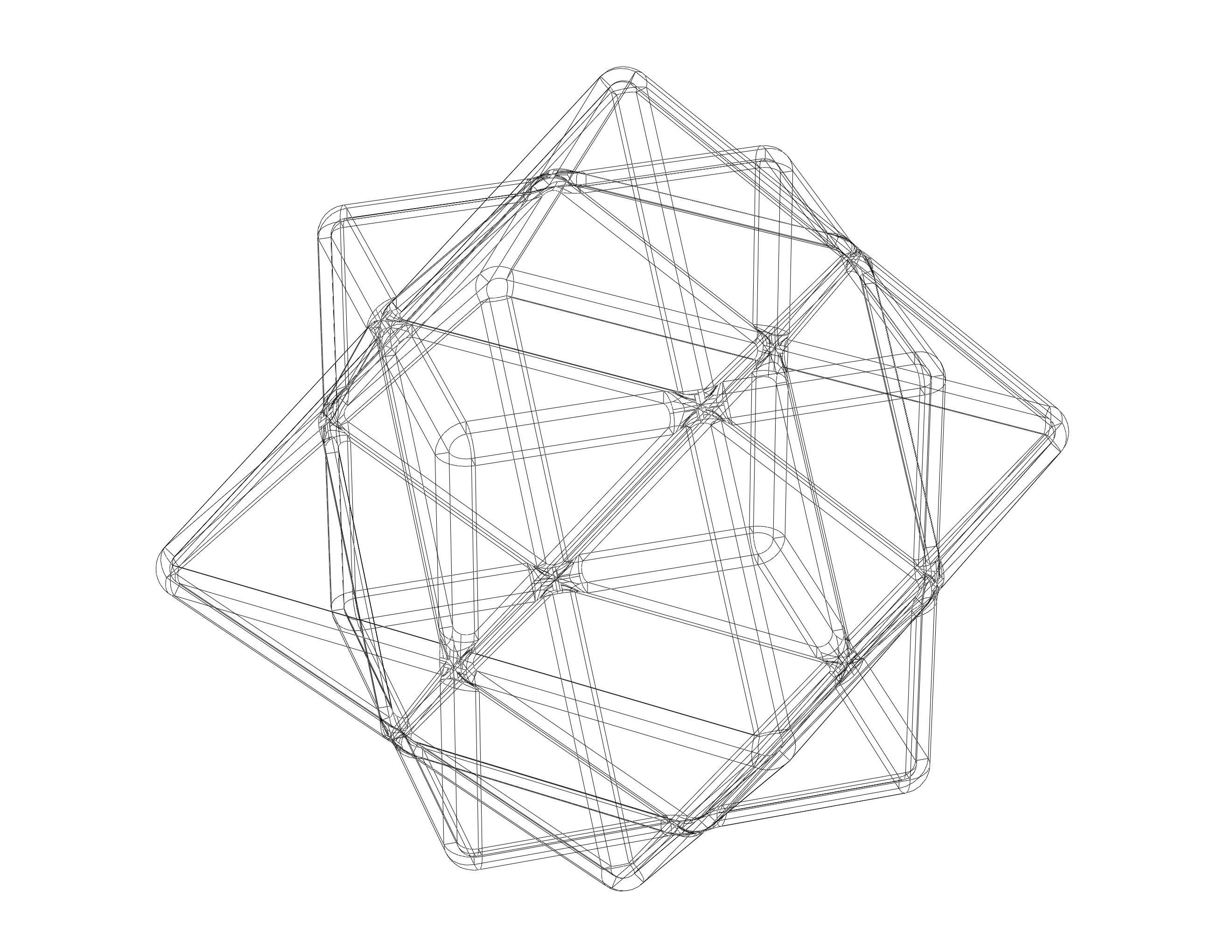 Wireframe Shape First Stellation of Cuboctahedron 3D print model_12