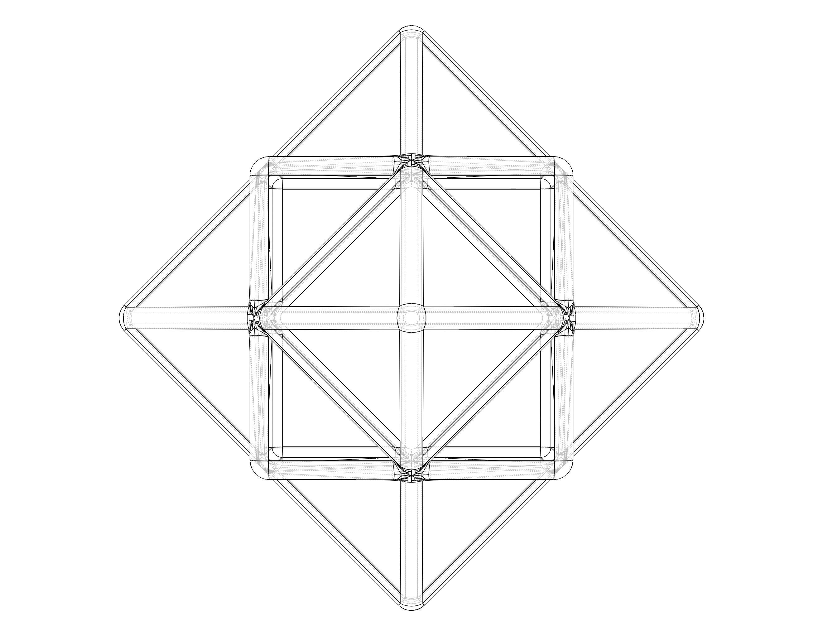 Wireframe Shape First Stellation of Cuboctahedron 3D print model_27
