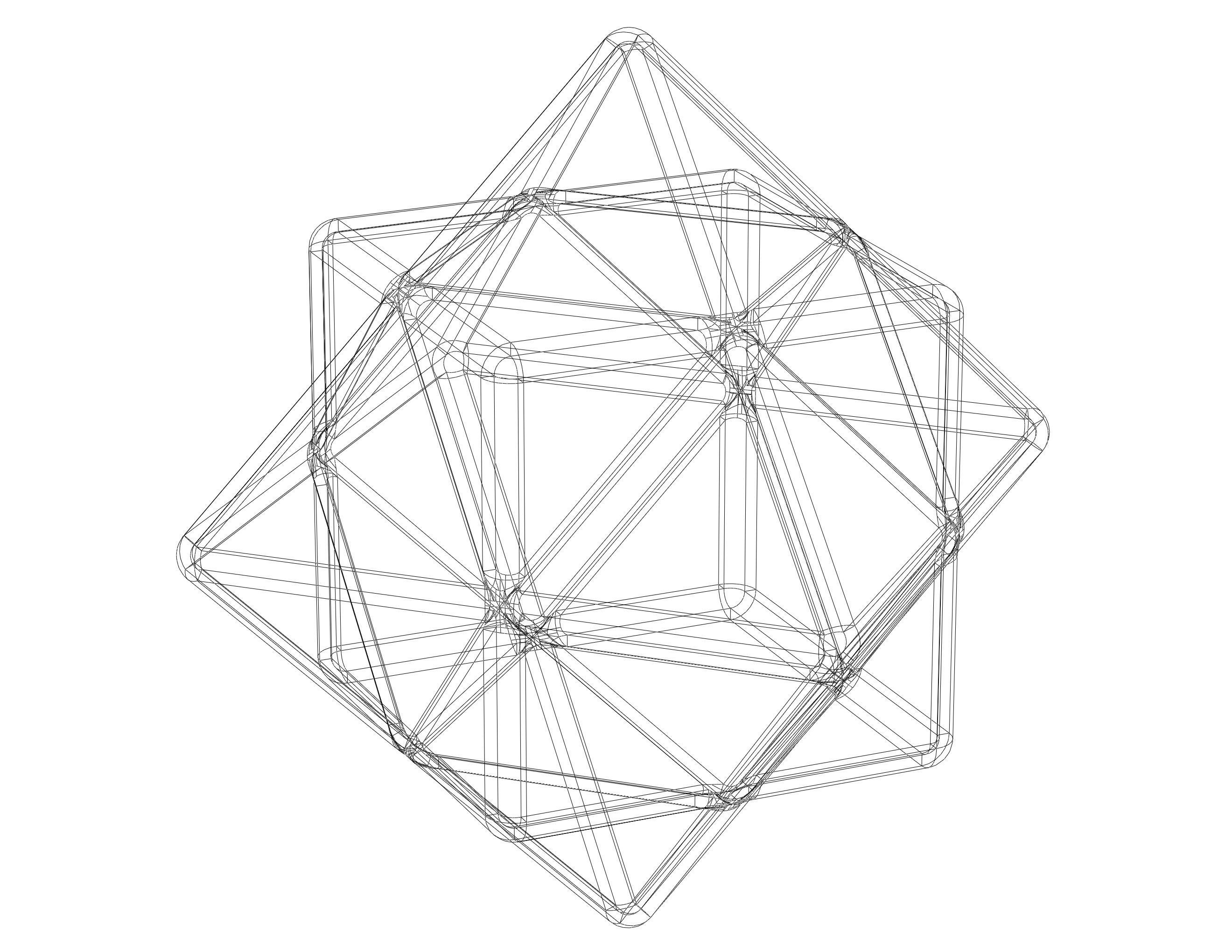Wireframe Shape First Stellation of Cuboctahedron 3D print model_4