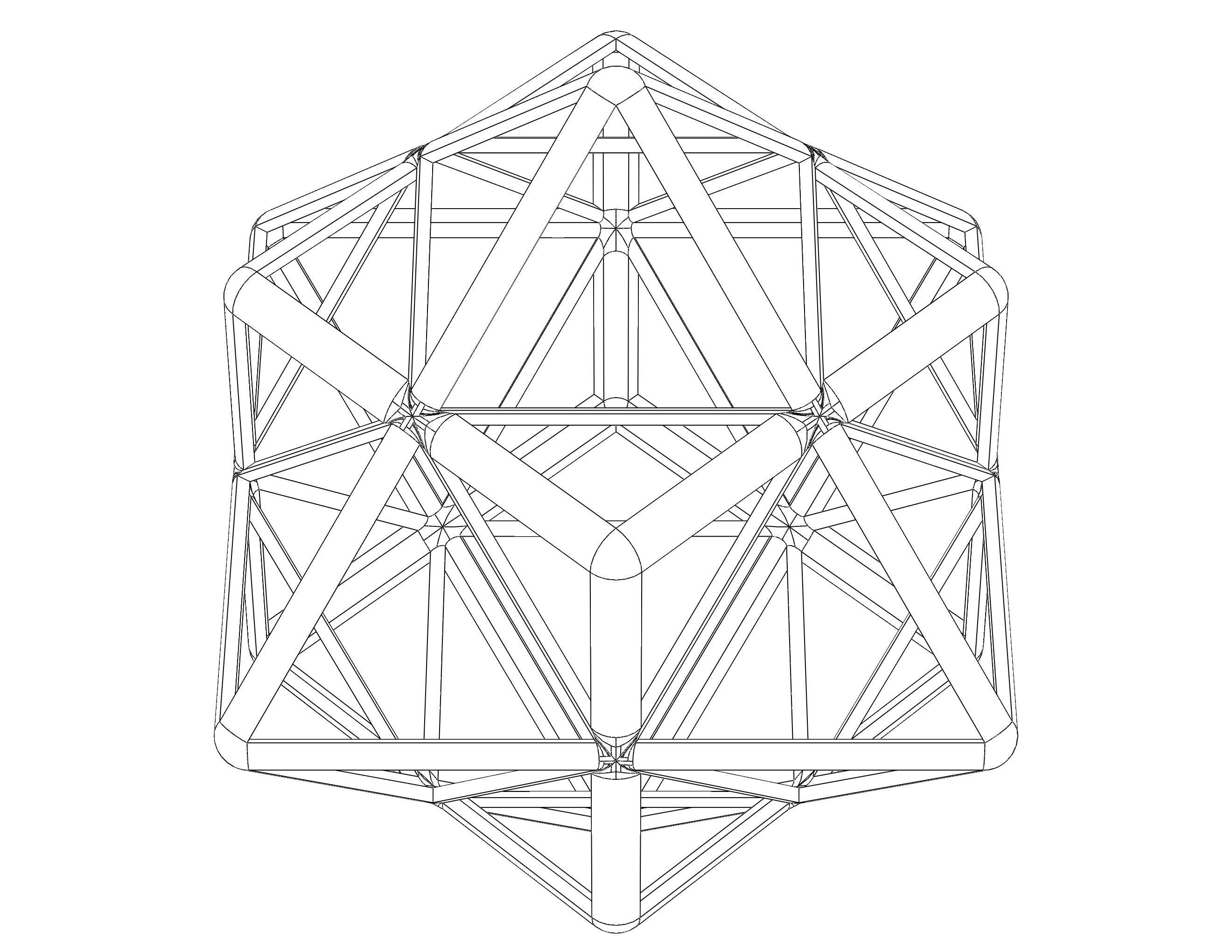 Wireframe Shape First Stellation of Cuboctahedron 3D print model_18