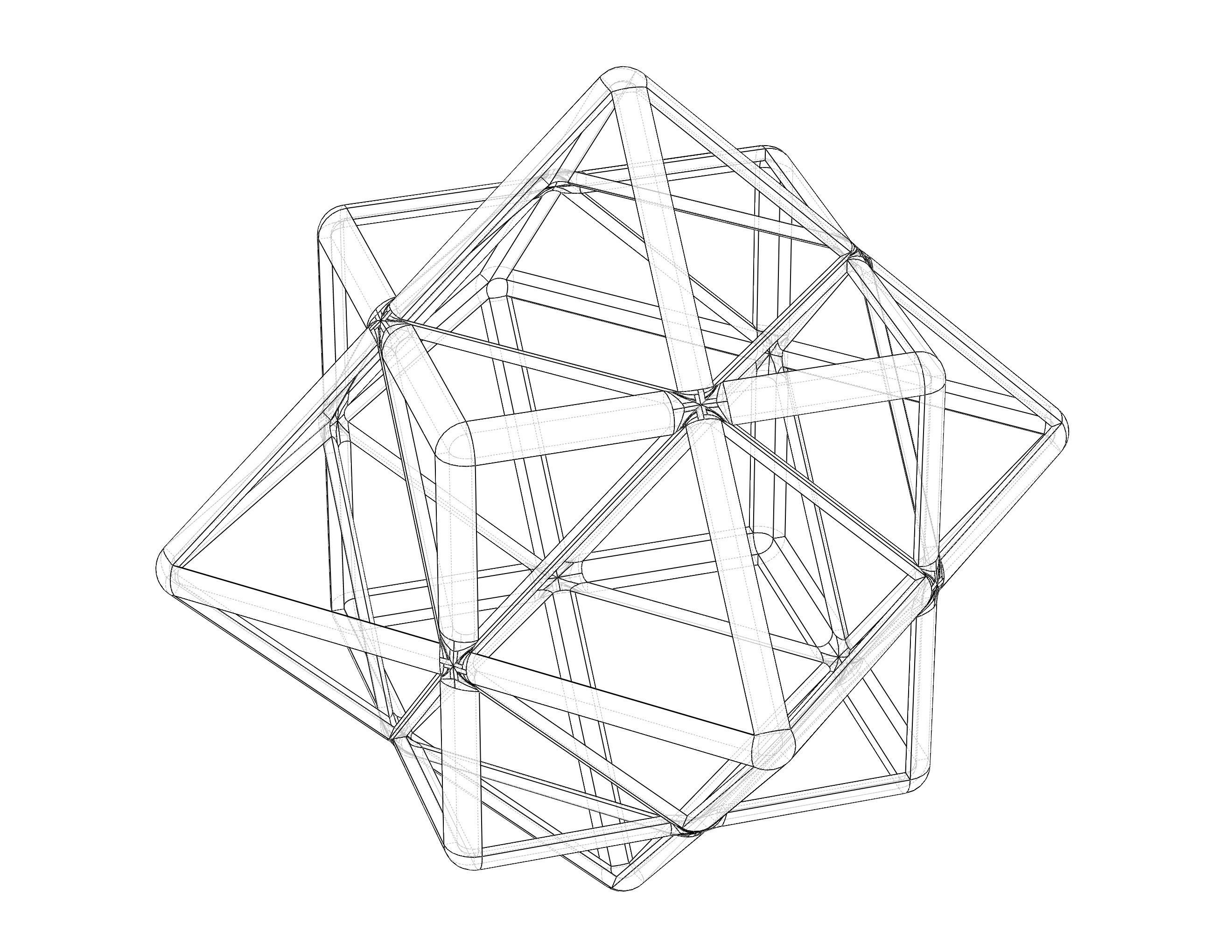 Wireframe Shape First Stellation of Cuboctahedron 3D print model_11