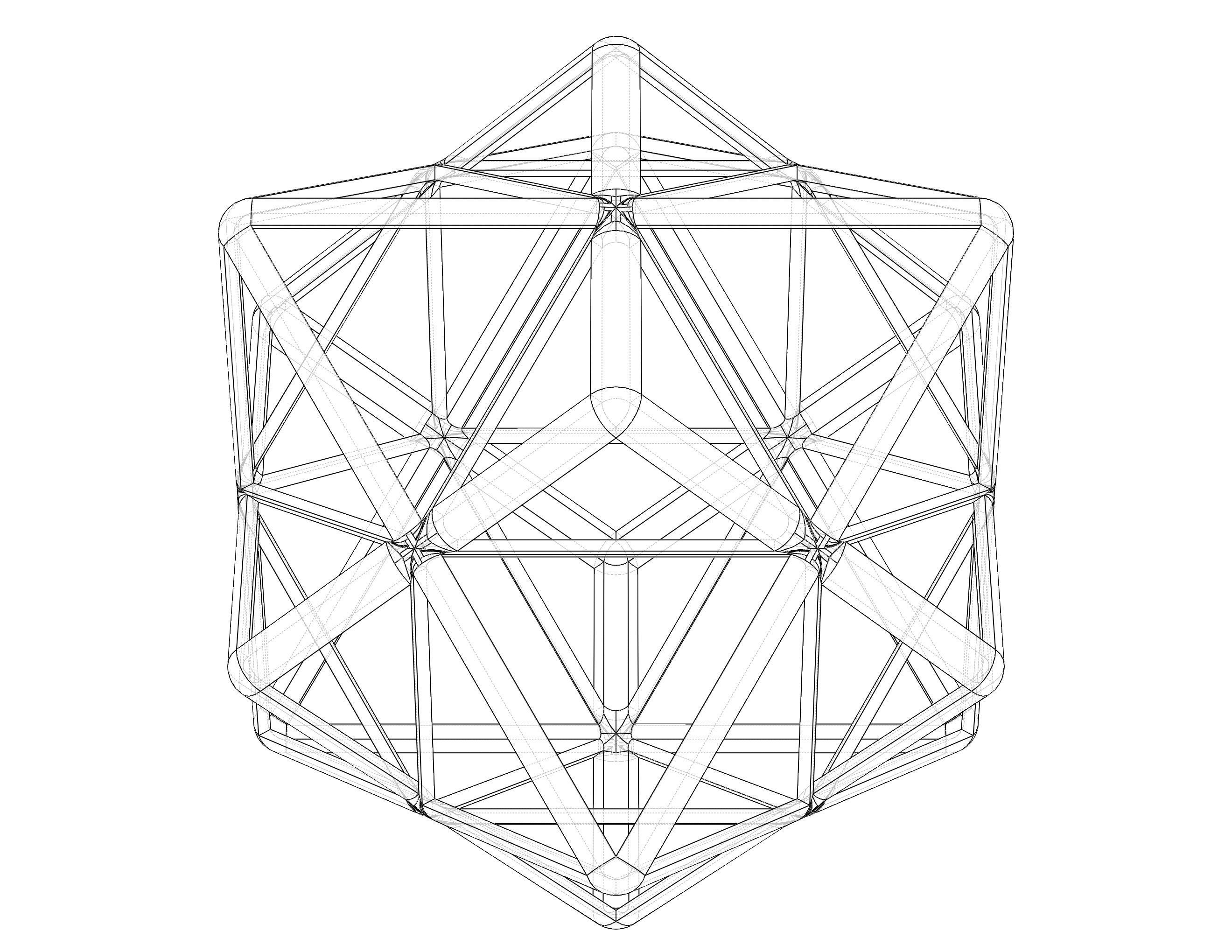 Wireframe Shape First Stellation of Cuboctahedron 3D print model_39