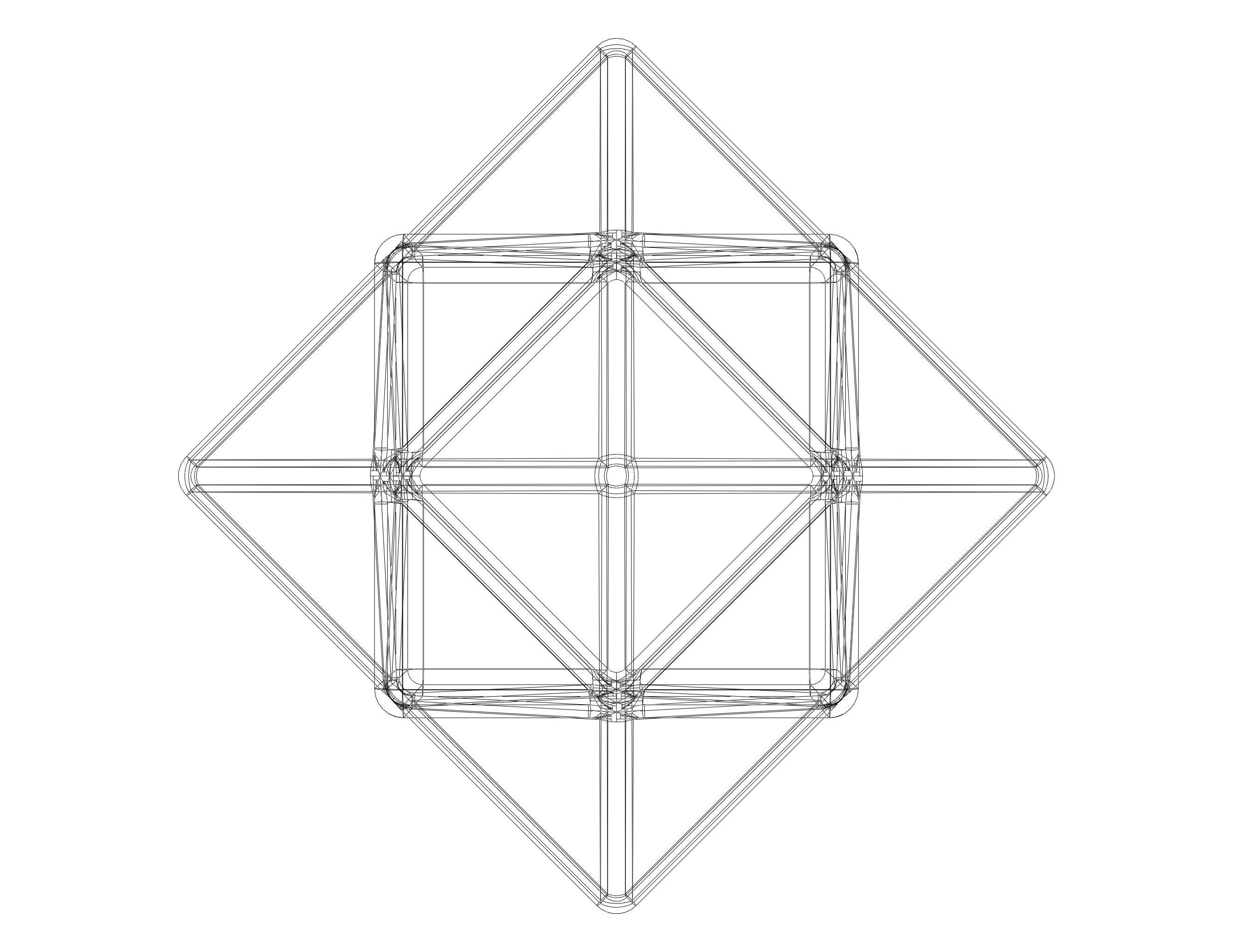 Wireframe Shape First Stellation of Cuboctahedron 3D print model_28