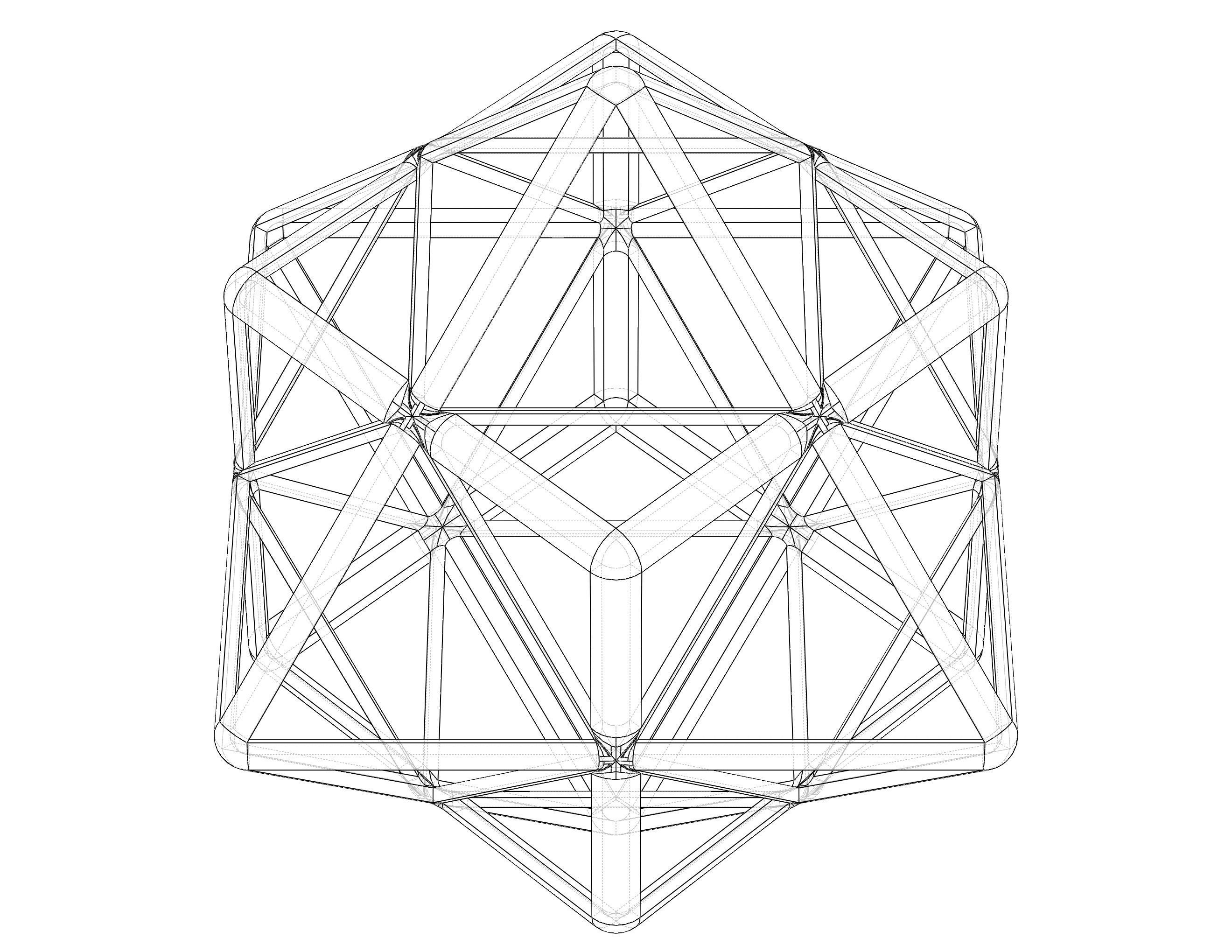 Wireframe Shape First Stellation of Cuboctahedron 3D print model_19