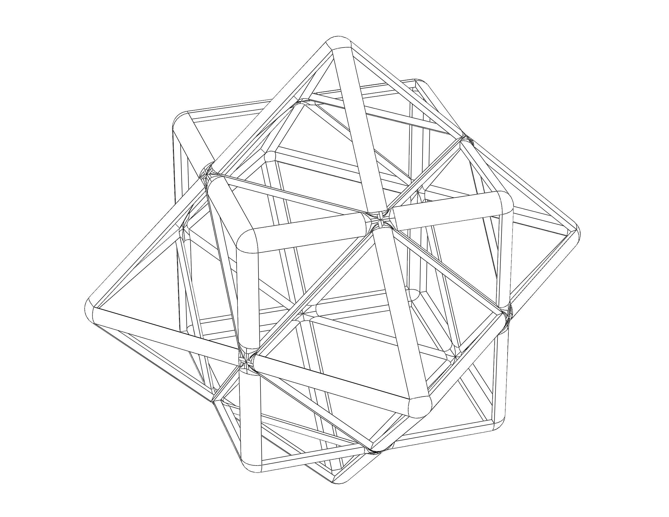 Wireframe Shape First Stellation of Cuboctahedron 3D print model_10