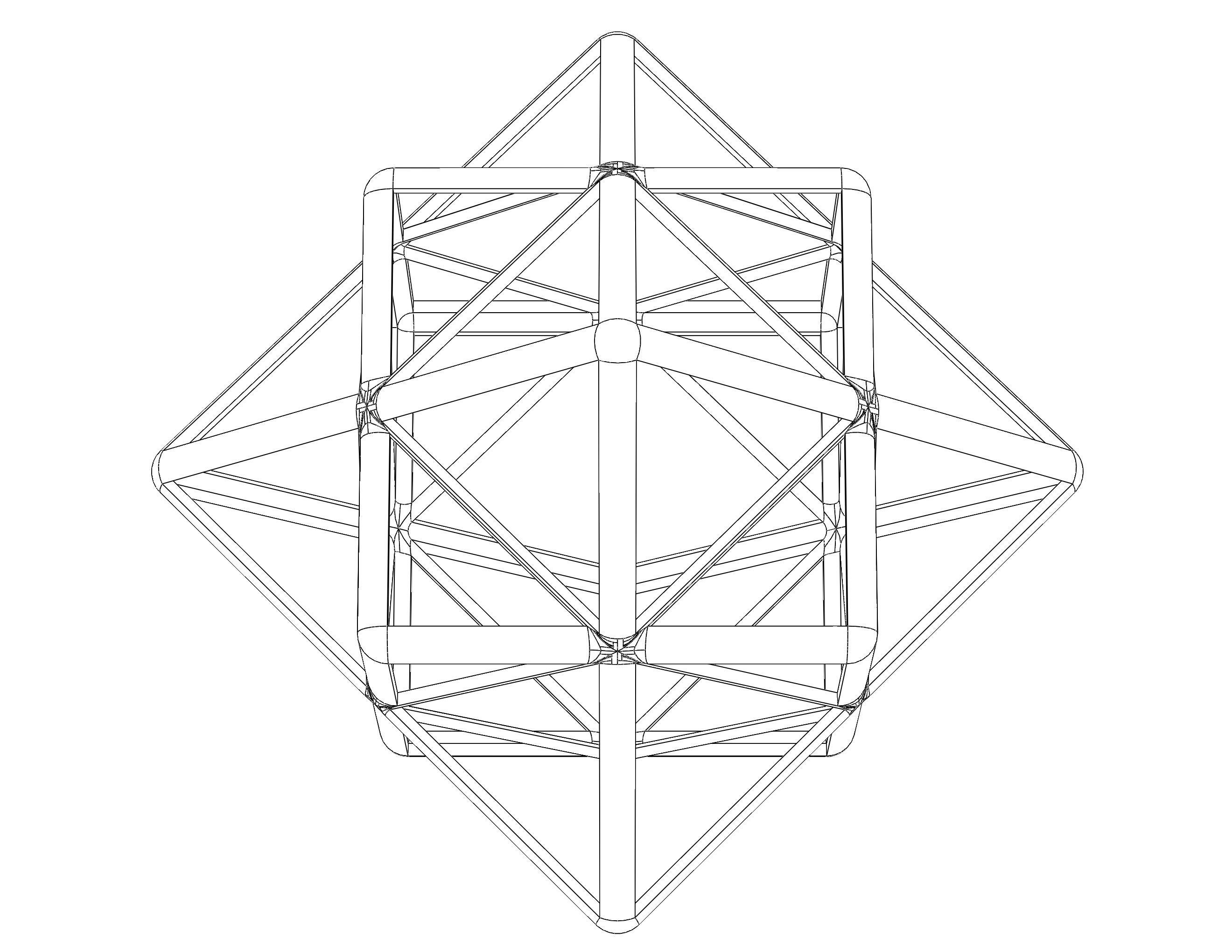 Wireframe Shape First Stellation of Cuboctahedron 3D print model_34
