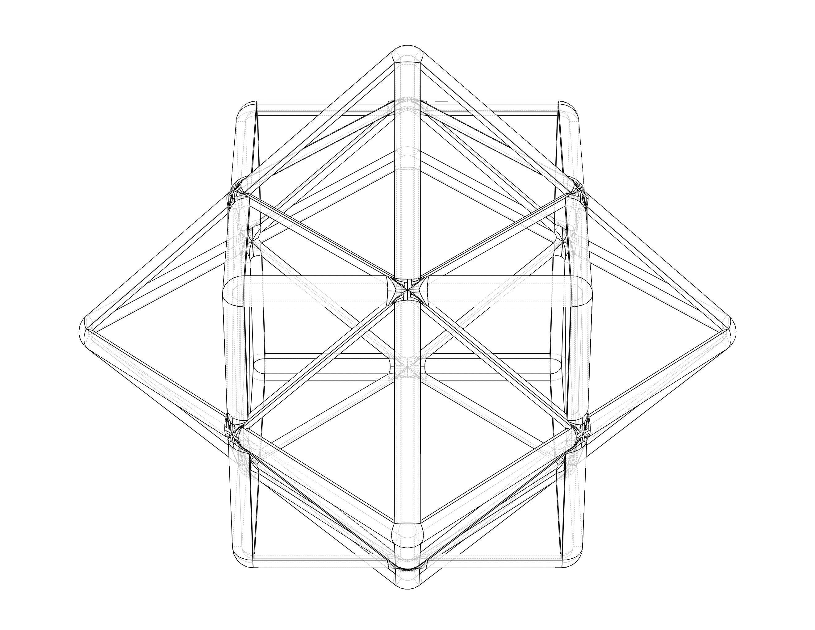Wireframe Shape First Stellation of Cuboctahedron 3D print model_7