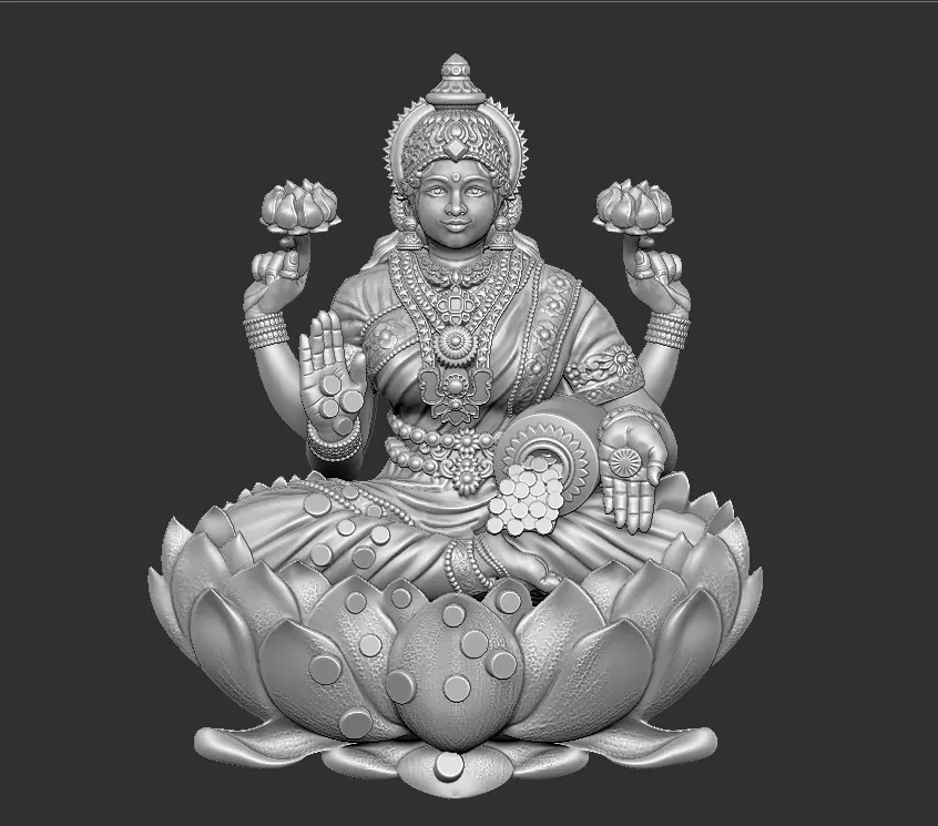 MAHALAKSHMI 11 inch TALL II LAKSHMI MA SCOOPED TALL PENDENT  3D print model_0