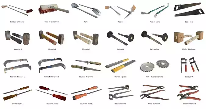 23 Used Hand Tools 3D model